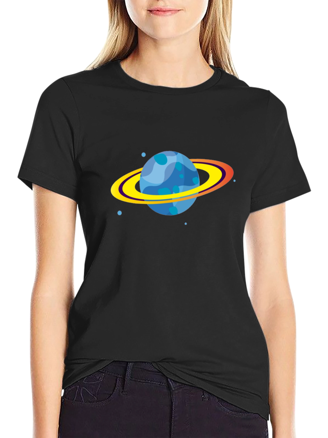 Planet Graphic T-Shirt - Black Crew Neck