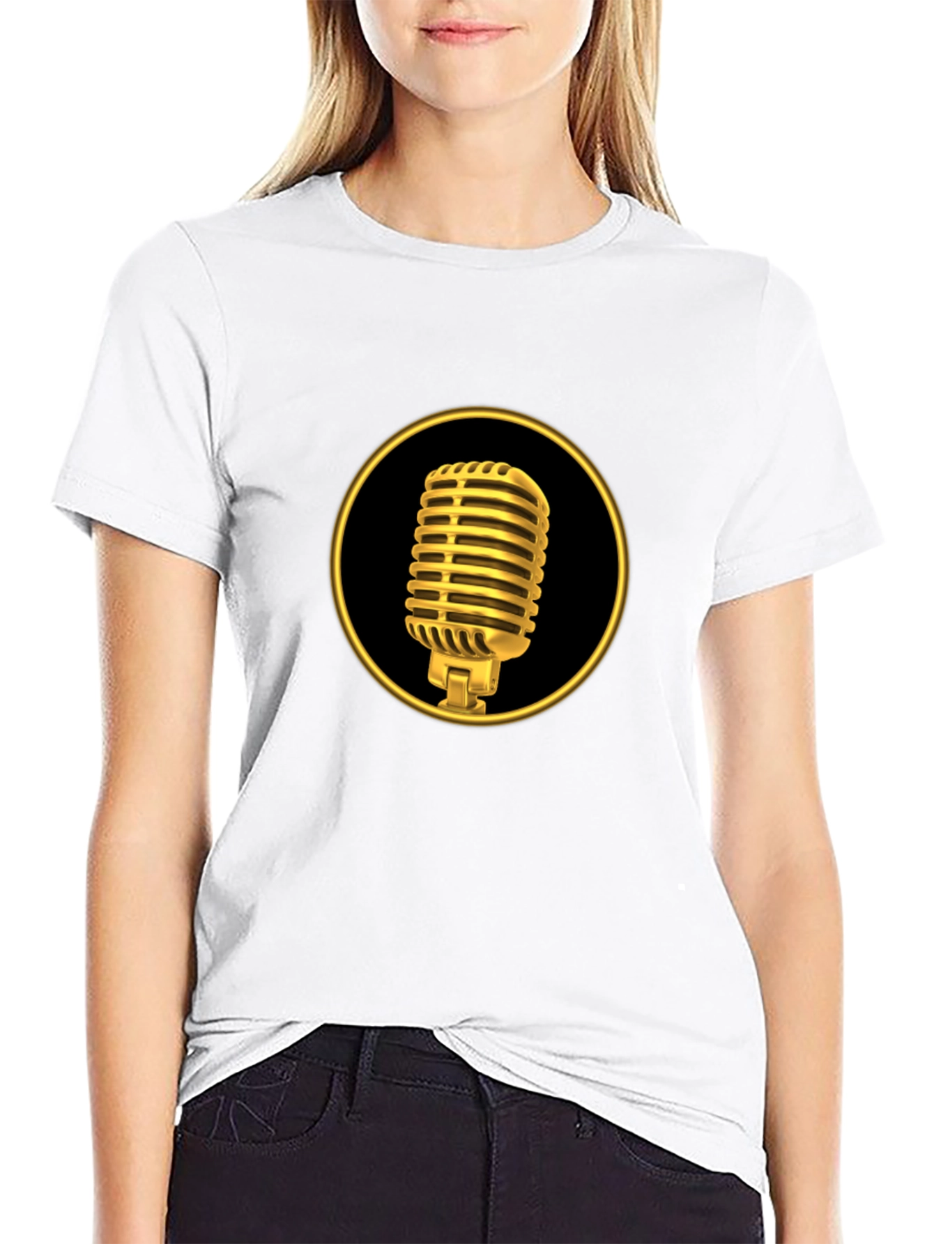 Golden Microphone Graphic T-Shirt
