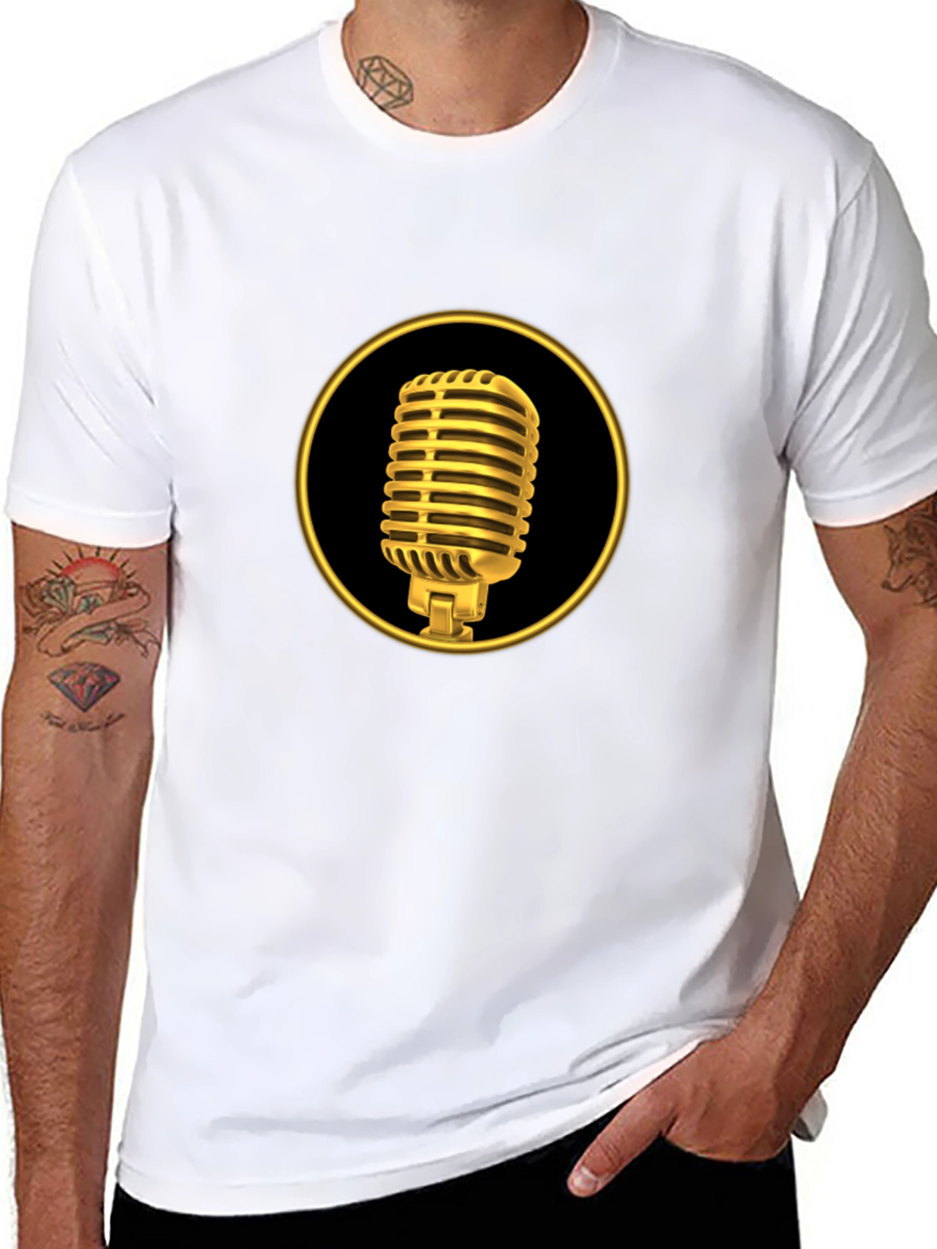 Golden Microphone Graphic T-Shirt