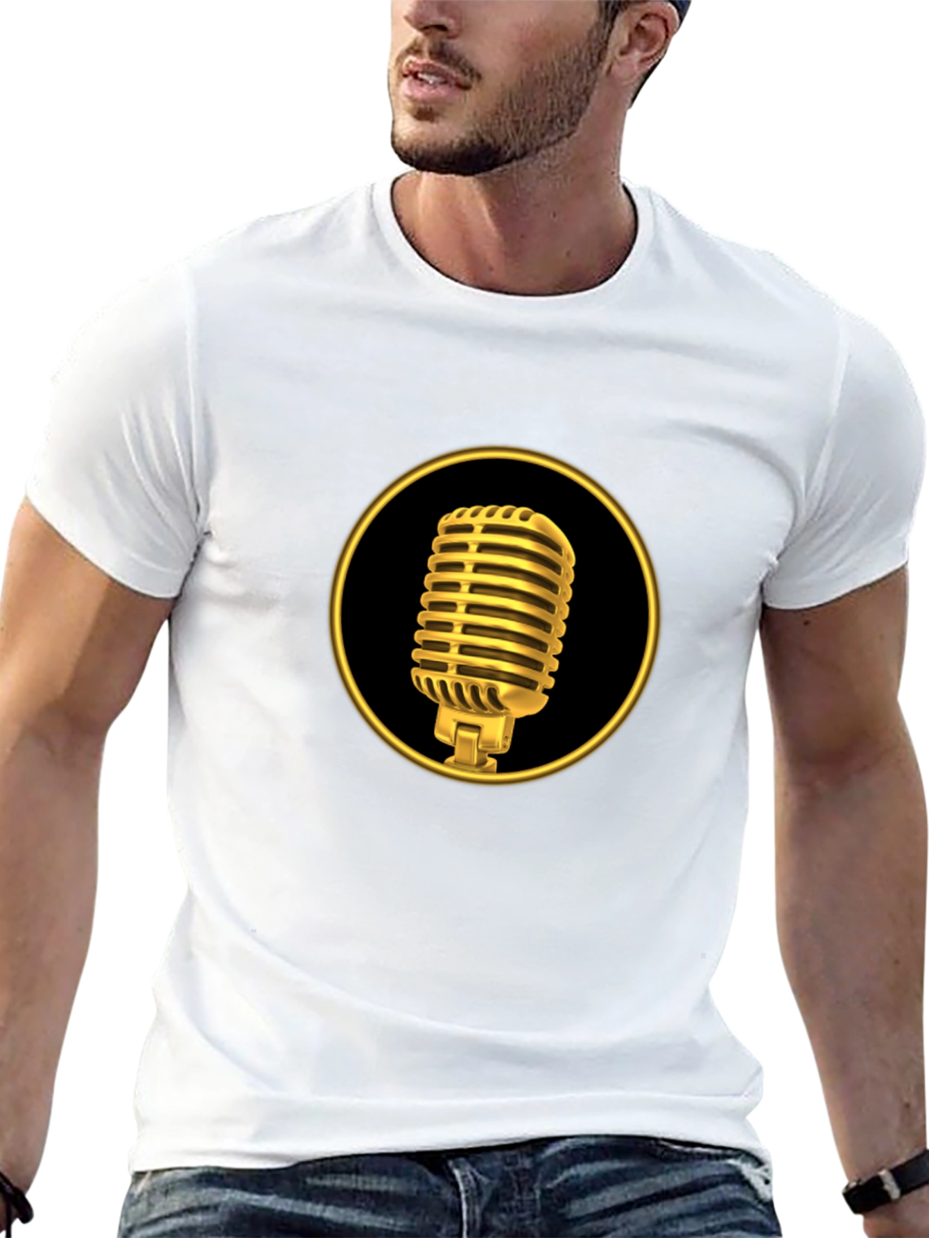 Golden Microphone Graphic T-Shirt