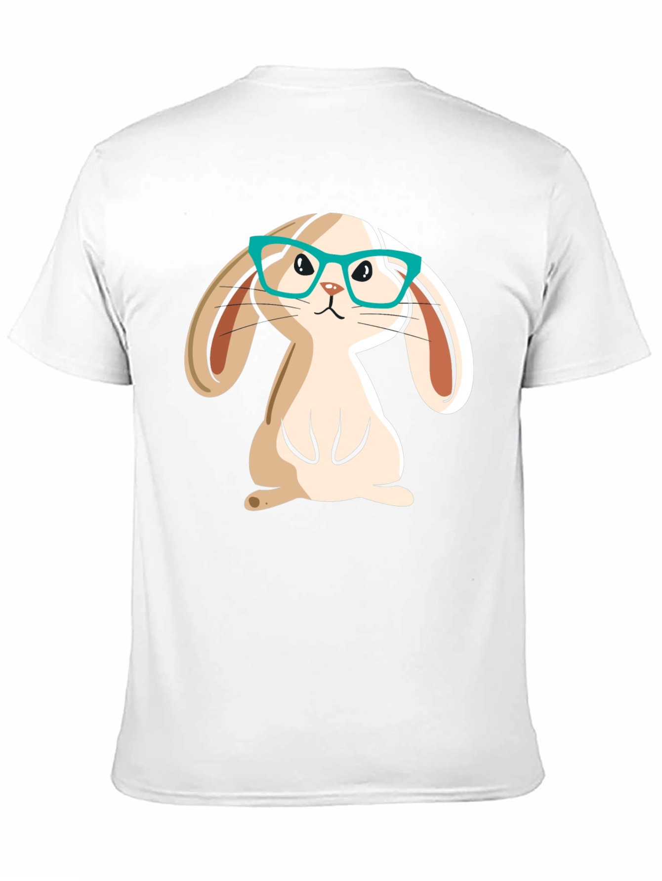 Cute Bunny in Glasses Black Graphic T-Shirt