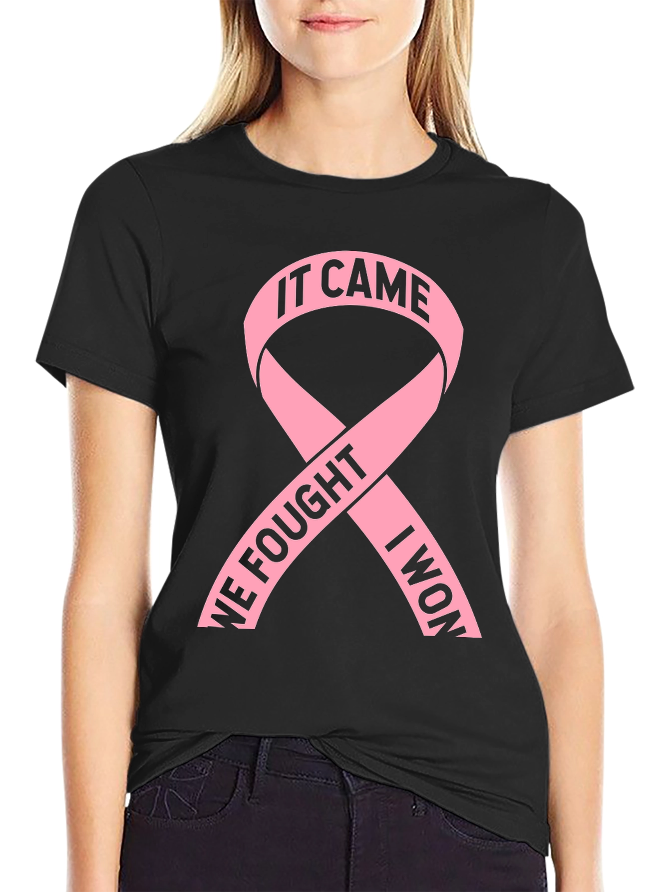 Breast Cancer Awareness T-Shirt Ribbon Black