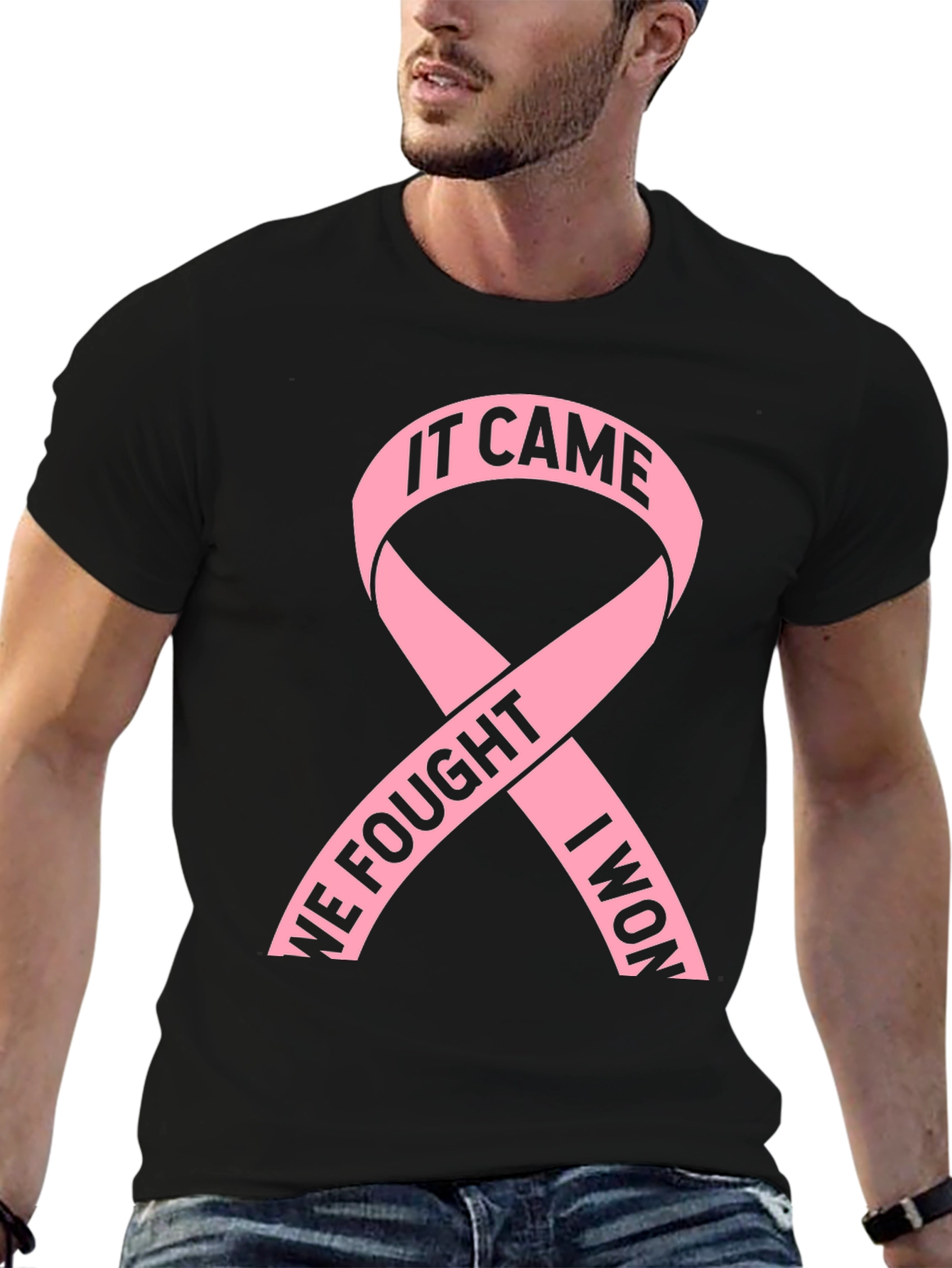 Breast Cancer Awareness T-Shirt Ribbon Black