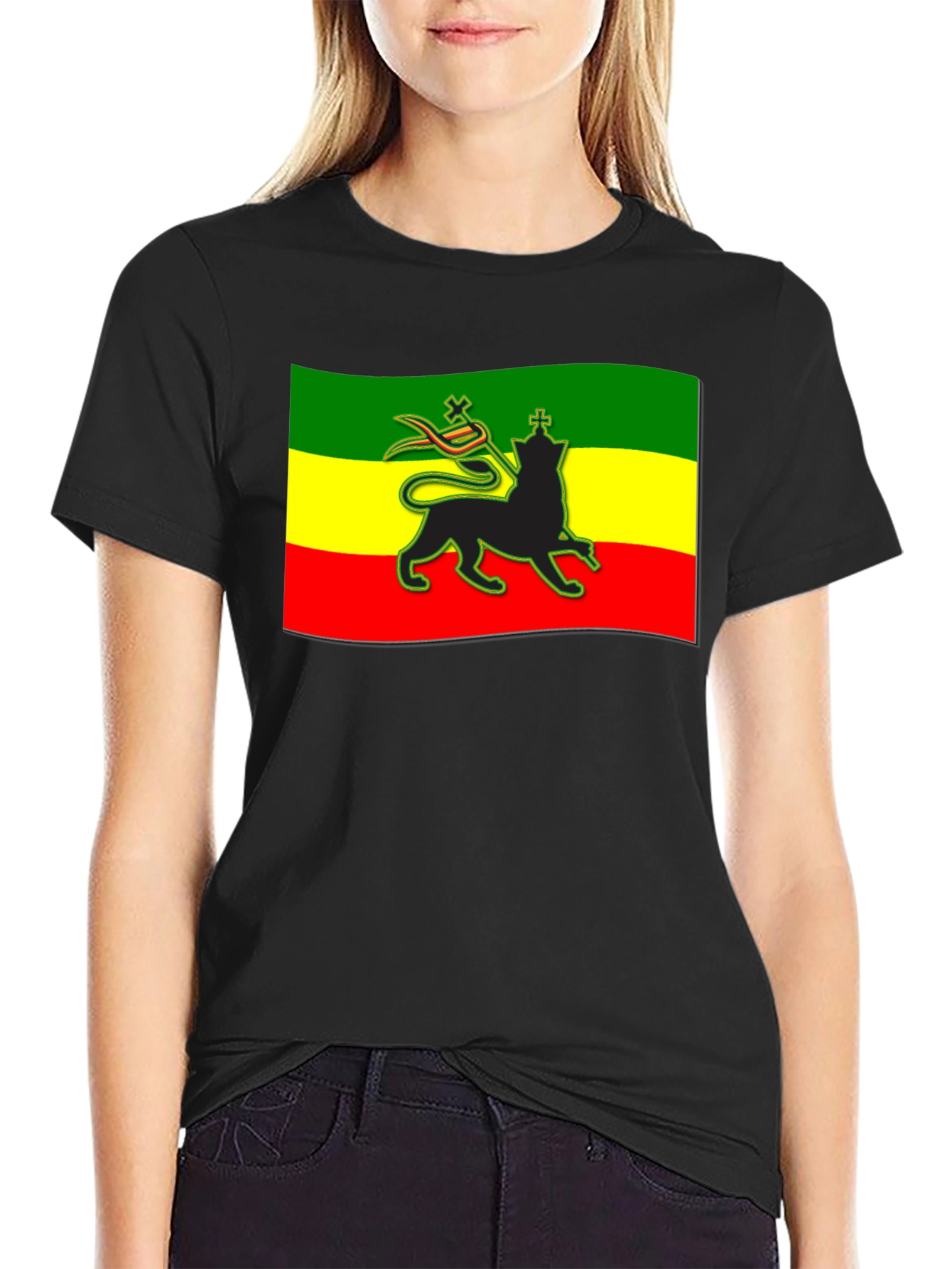 Rasta Lion Flag Graphic T-Shirt