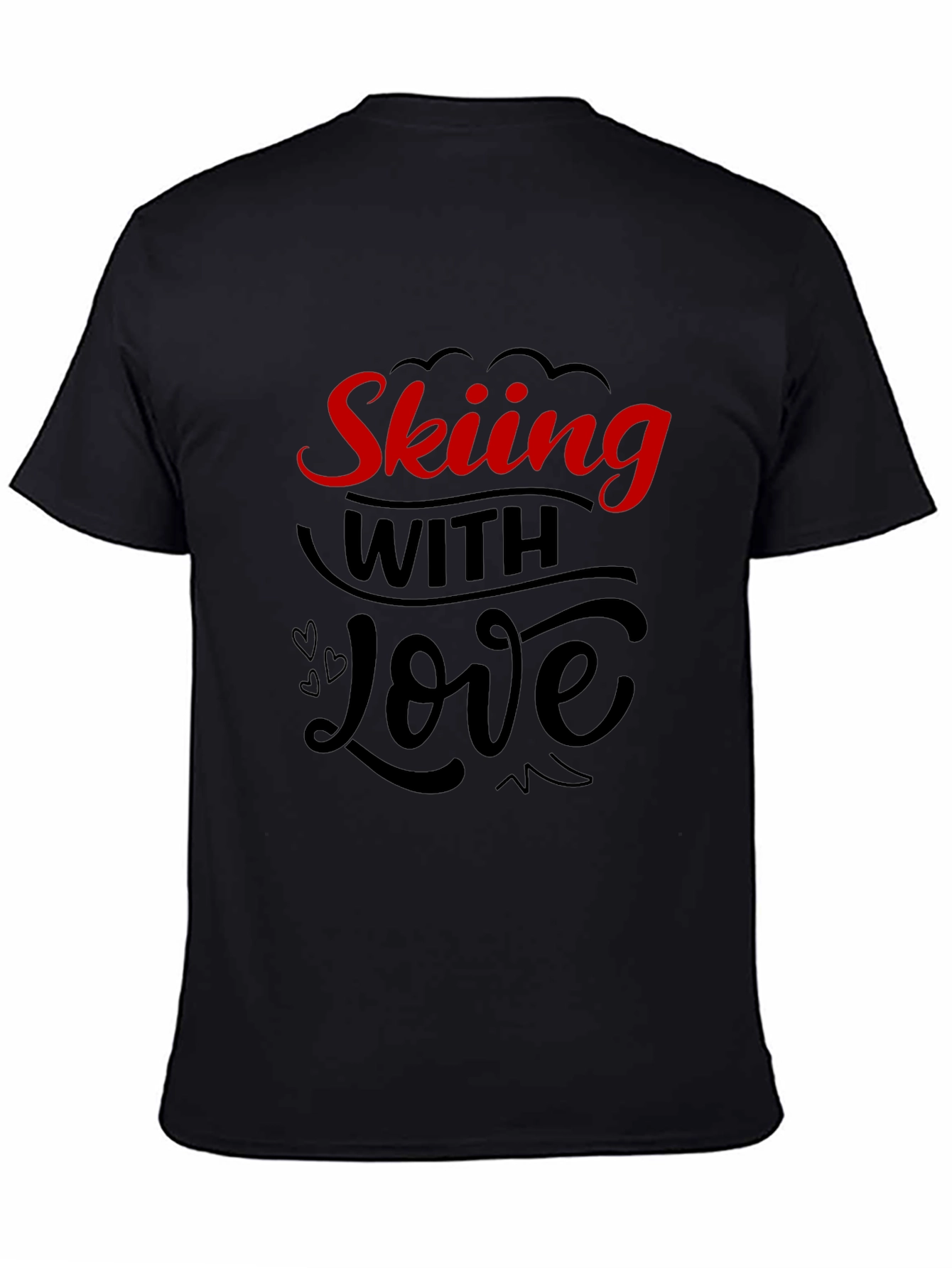 Skiing With Love Black Graphic Tee