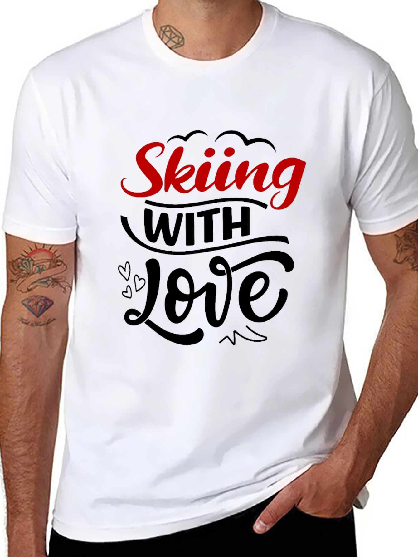 Skiing With Love Black Graphic Tee