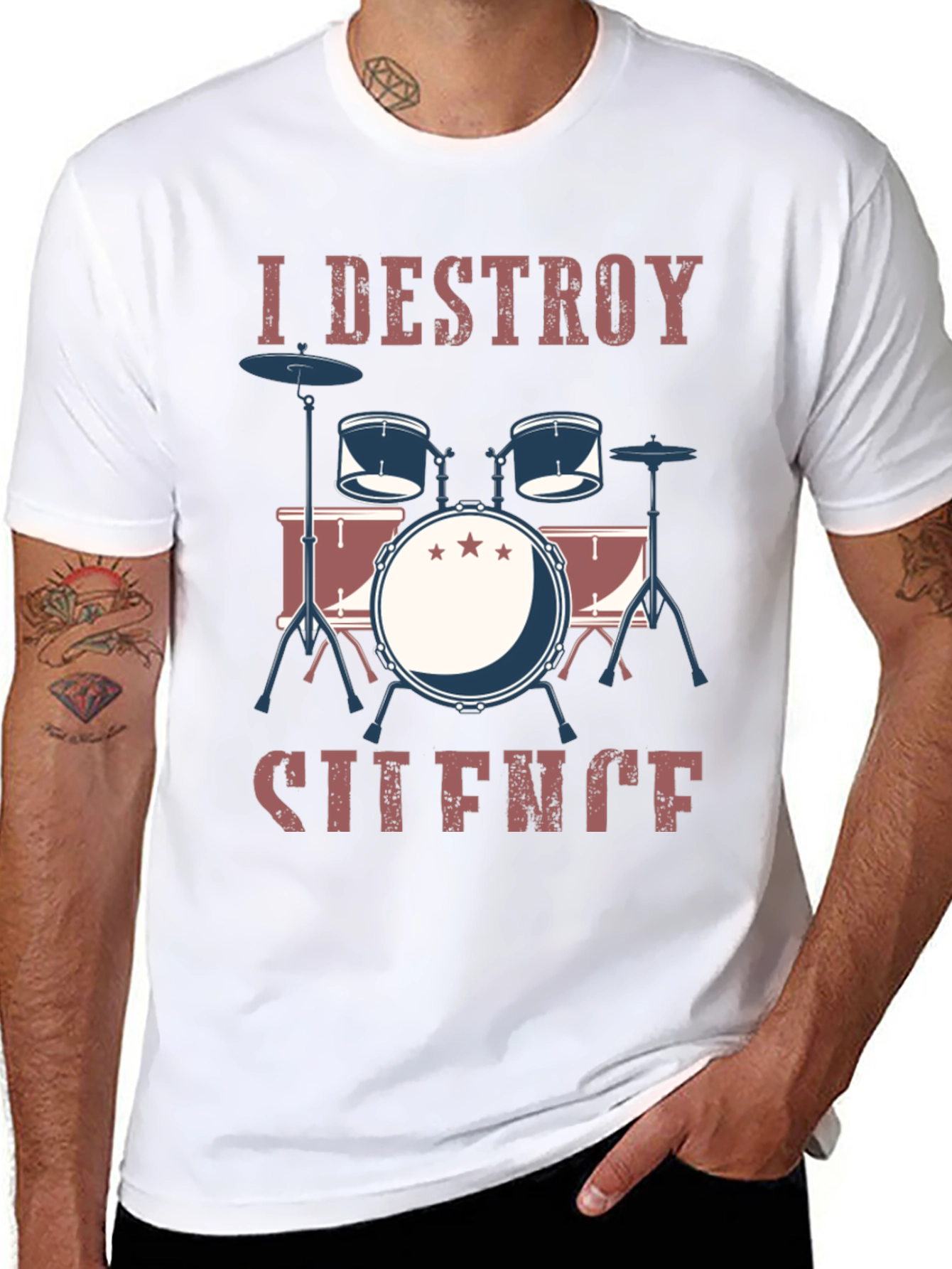 I Destroy Silence Drummer Graphic Tee