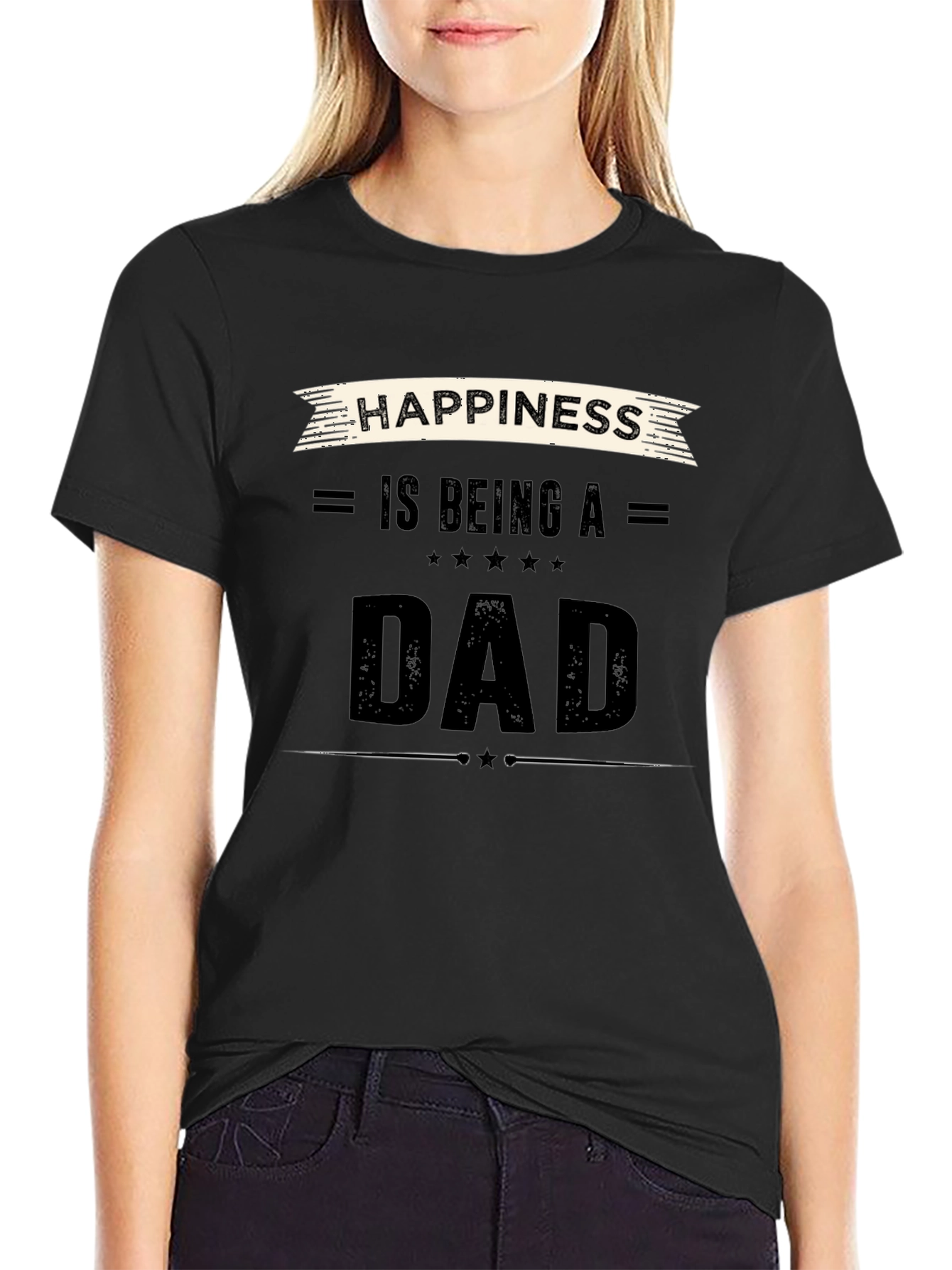 Happiness Is Being a Dad Black T-Shirt