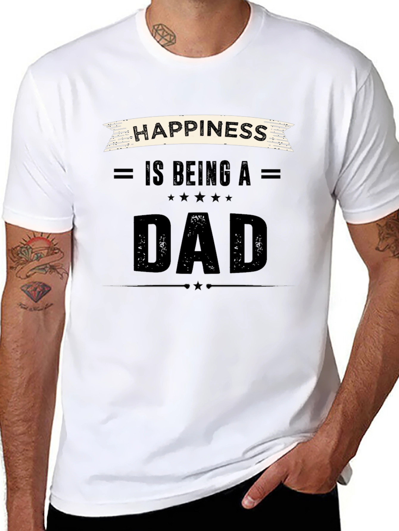 Happiness Is Being a Dad Black T-Shirt
