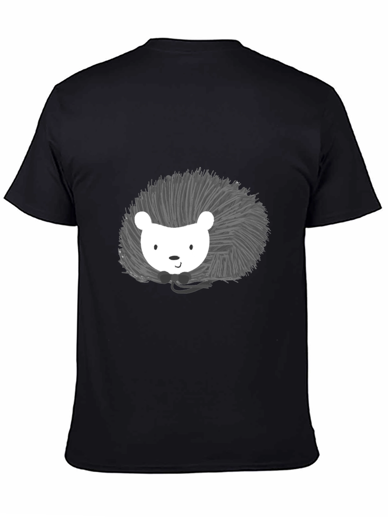 Cute Hedgehog Graphic Print Black T-Shirt