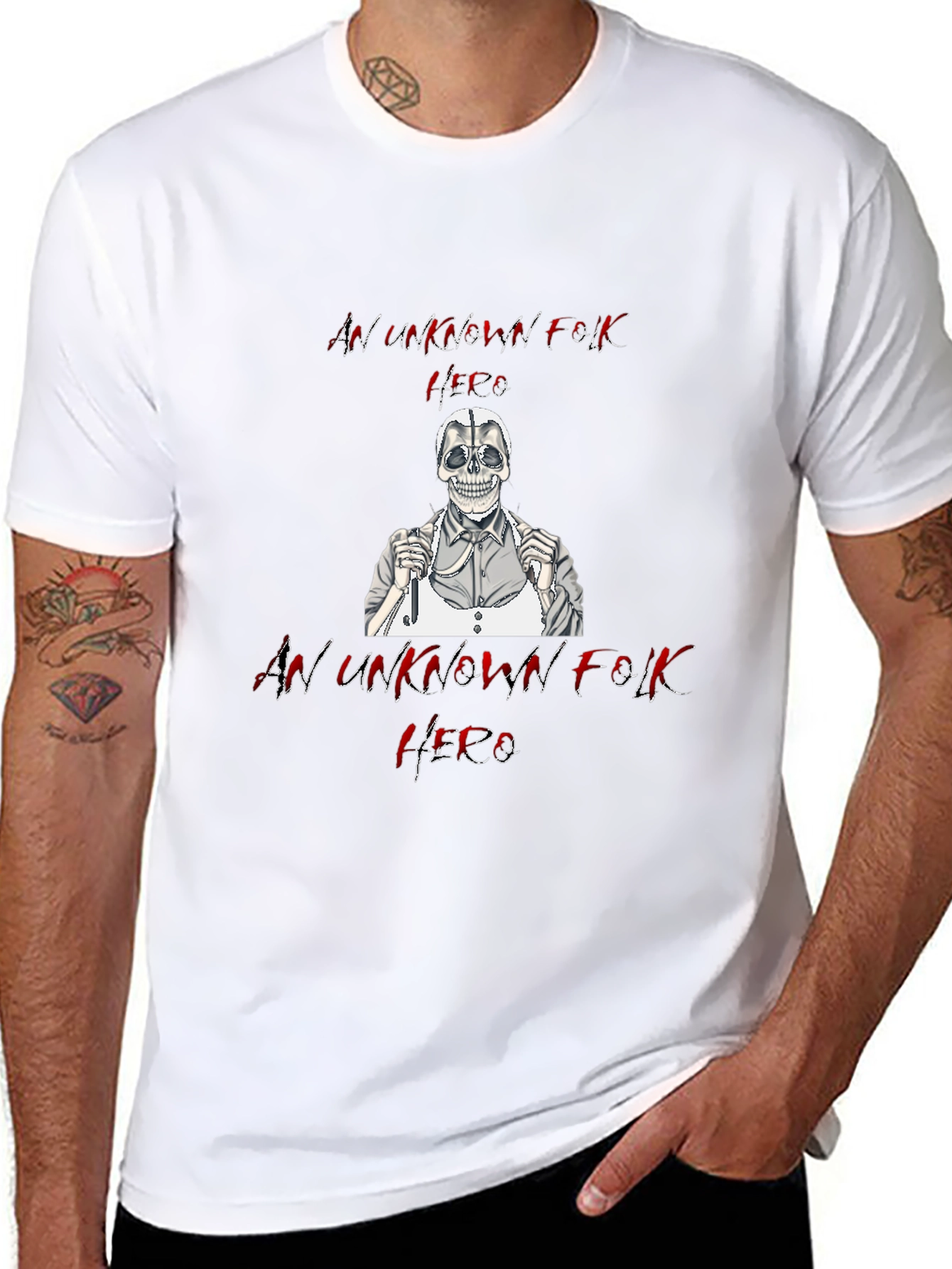 Unknown Folk Hero Skull Graphic Black T-Shirt