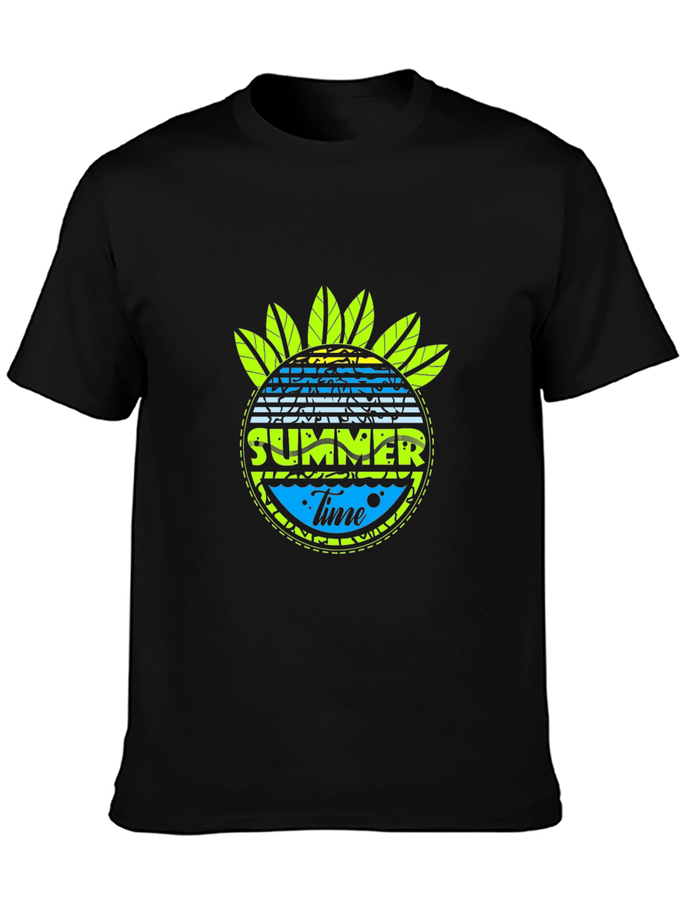 Summer Time Graphic Black T-Shirt