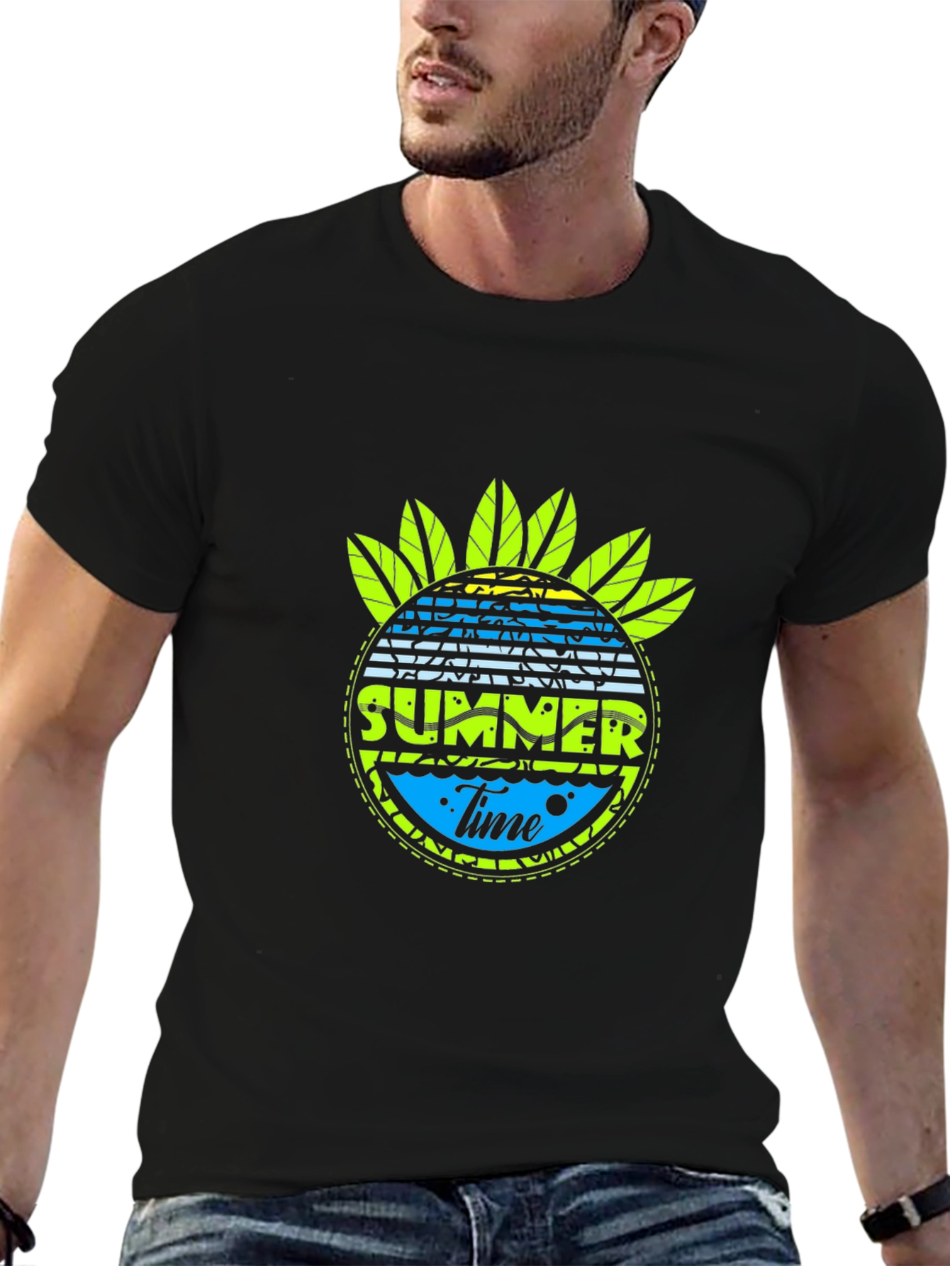 Summer Time Graphic Black T-Shirt