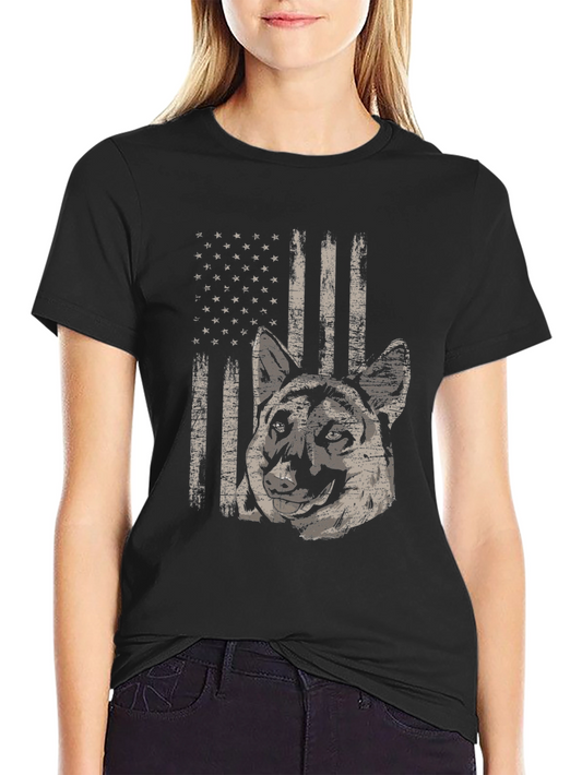 Distressed American Flag Dog Graphic Tee