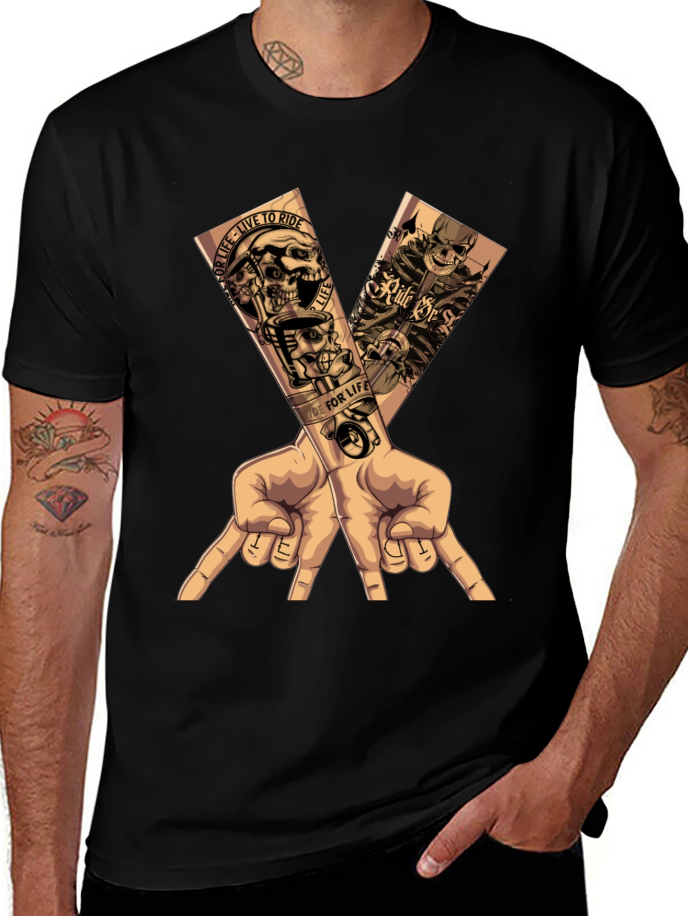 Motorcycle Skull Graphic T-Shirt
