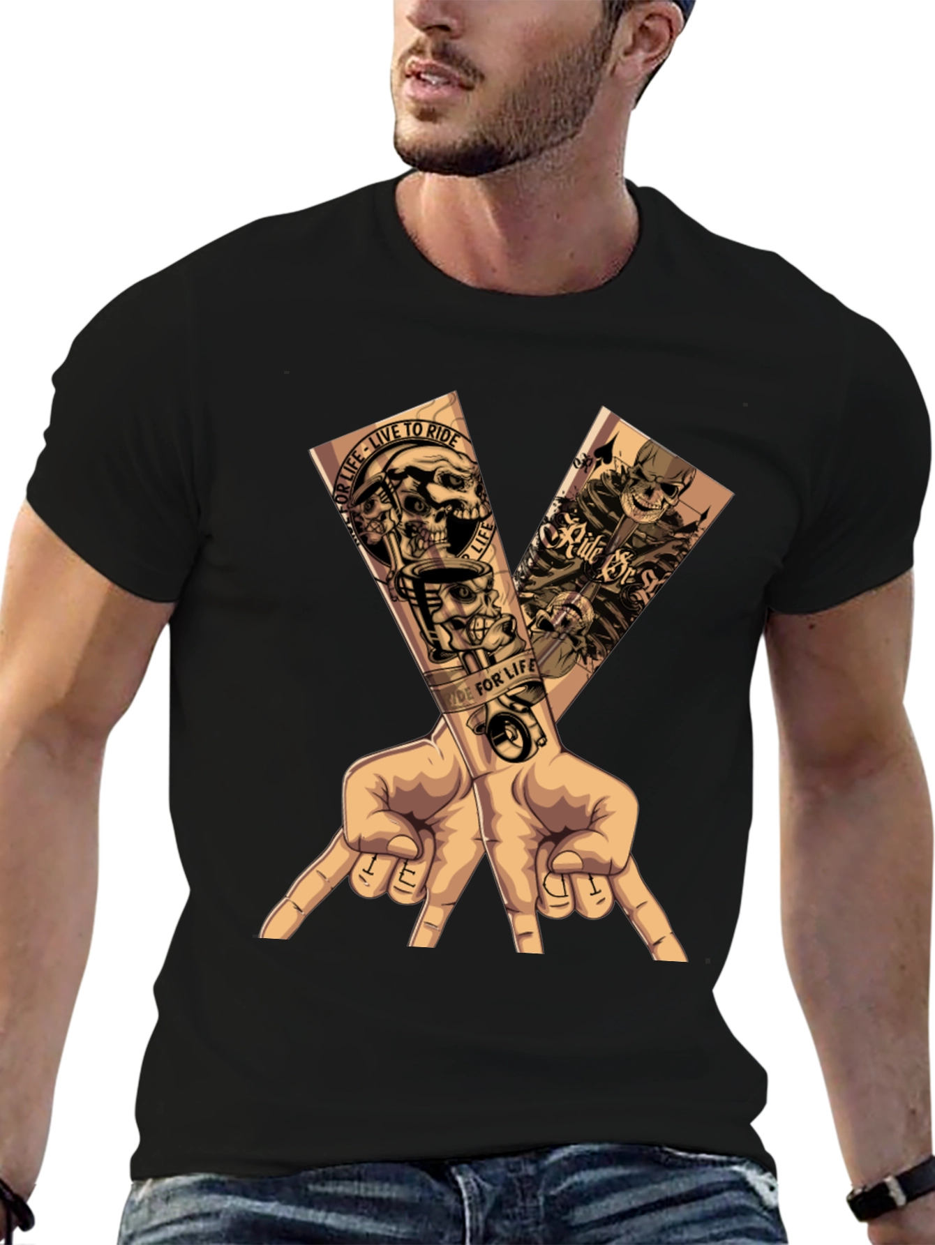 Motorcycle Skull Graphic T-Shirt