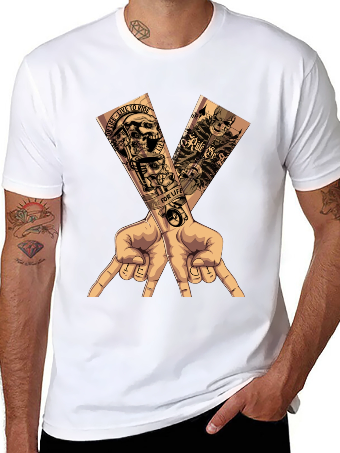 Motorcycle Skull Graphic T-Shirt