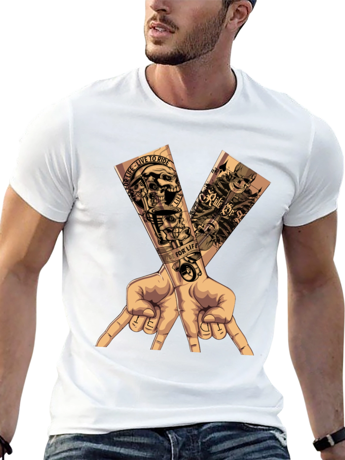 Motorcycle Skull Graphic T-Shirt