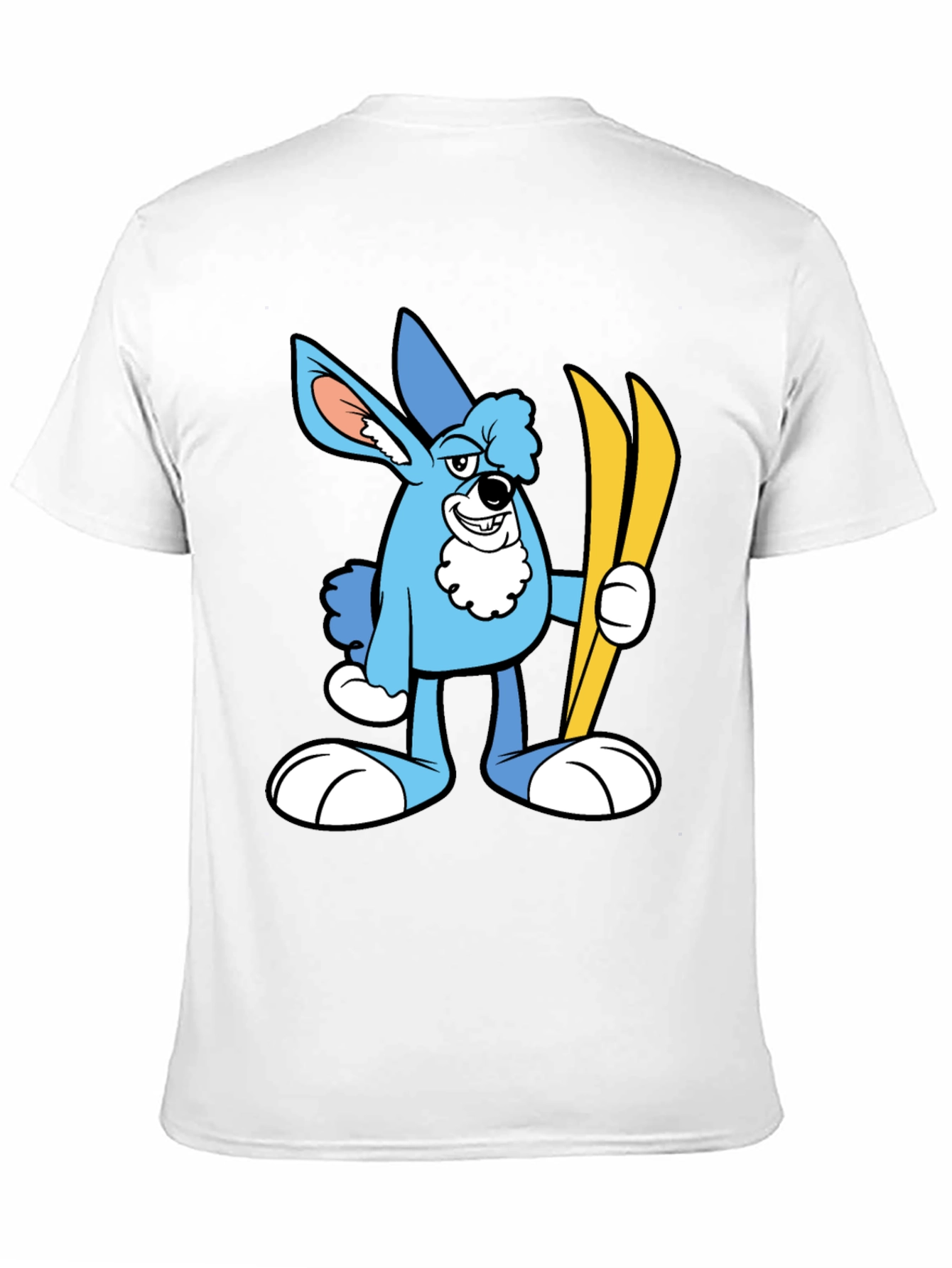 Cartoon Ski Bunny Black T-Shirt