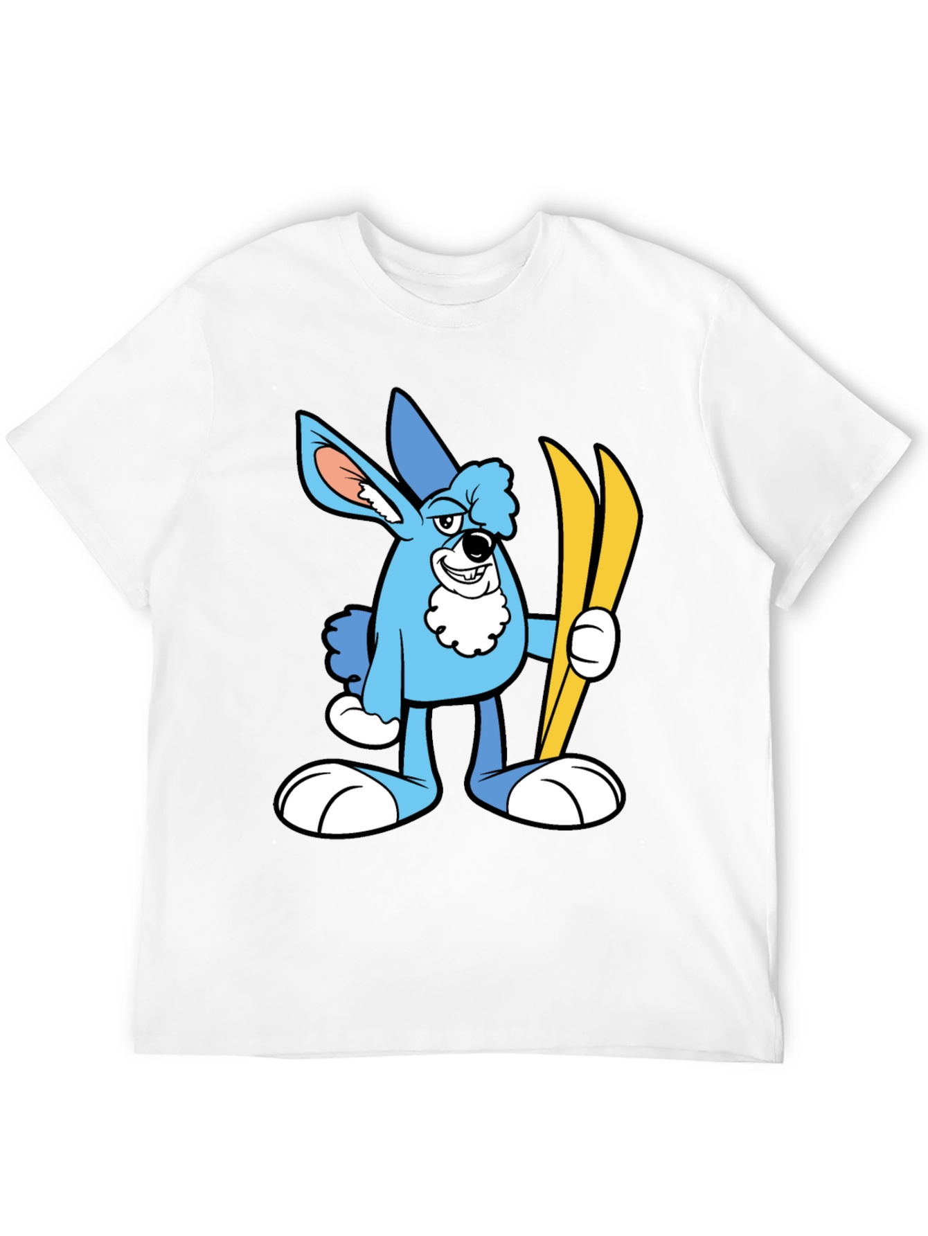Cartoon Ski Bunny Black T-Shirt