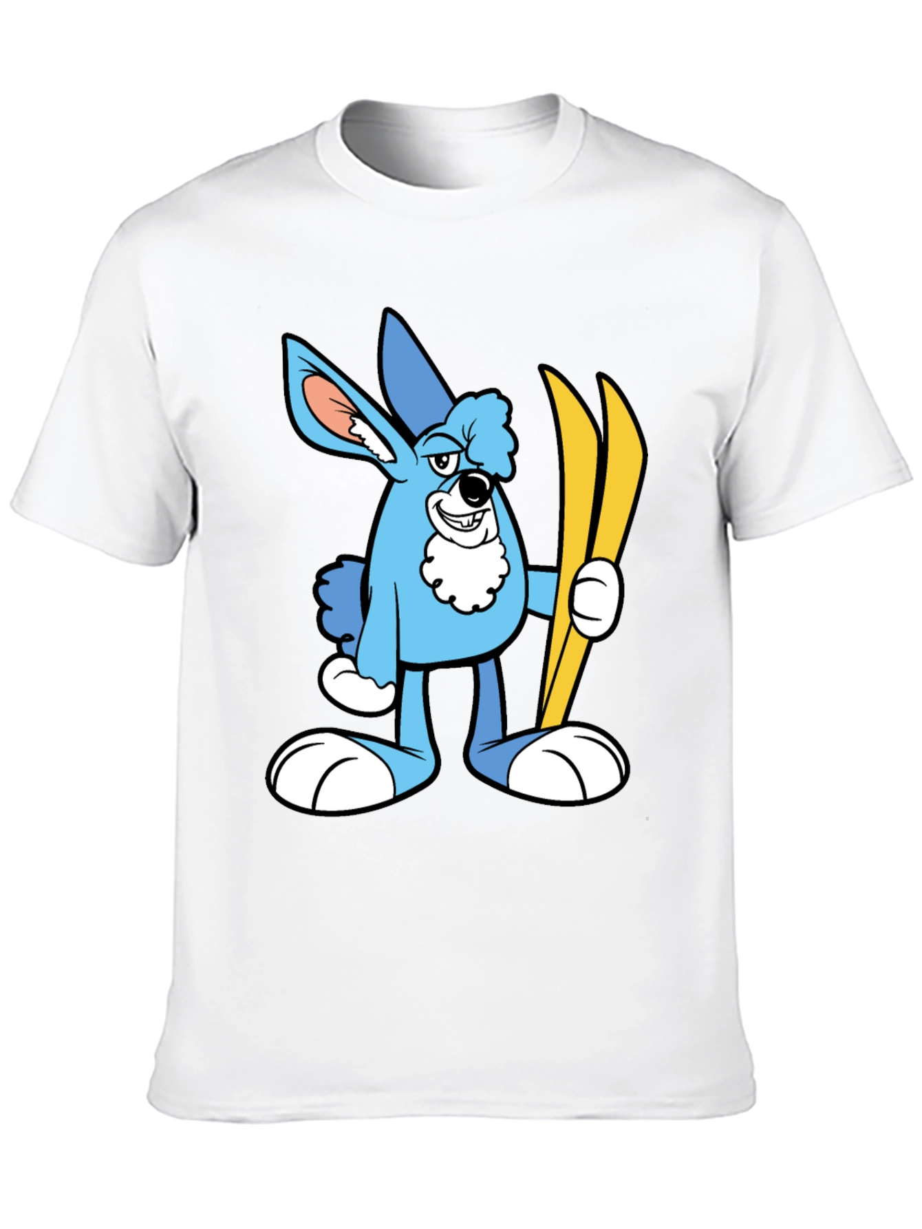 Cartoon Ski Bunny Black T-Shirt