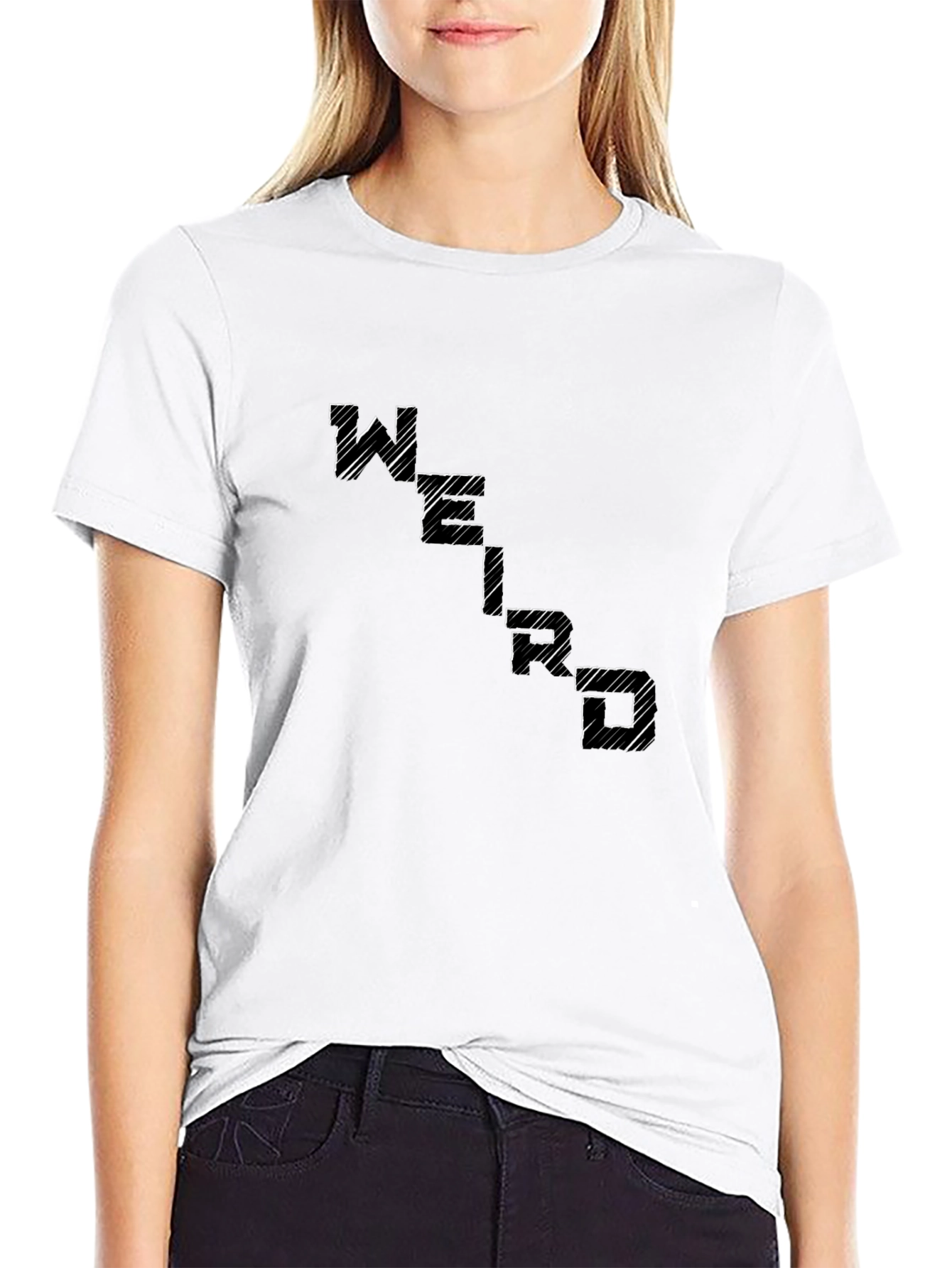 Abstract Scribble Letter Print Black T-Shirt