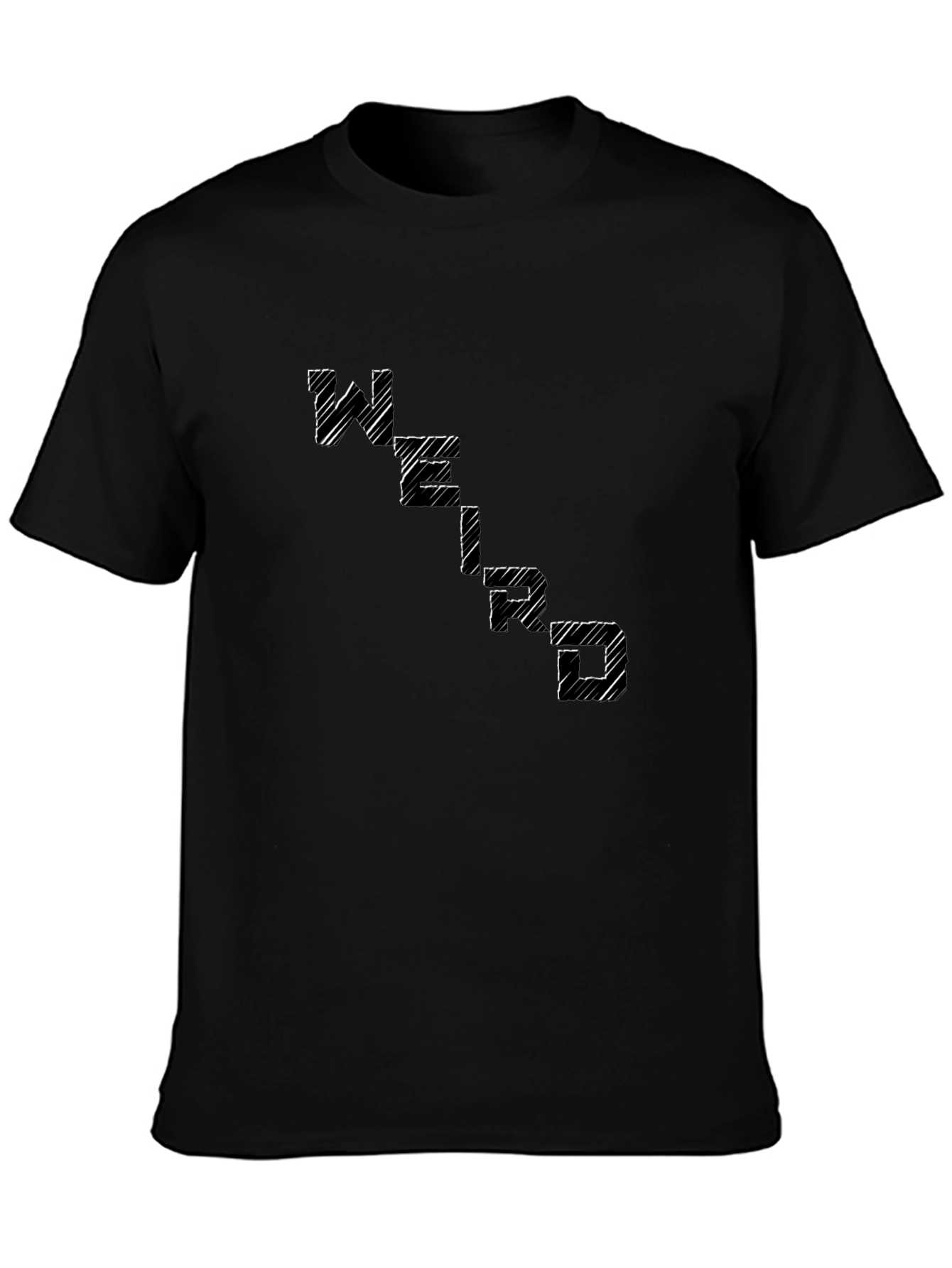 Abstract Scribble Letter Print Black T-Shirt