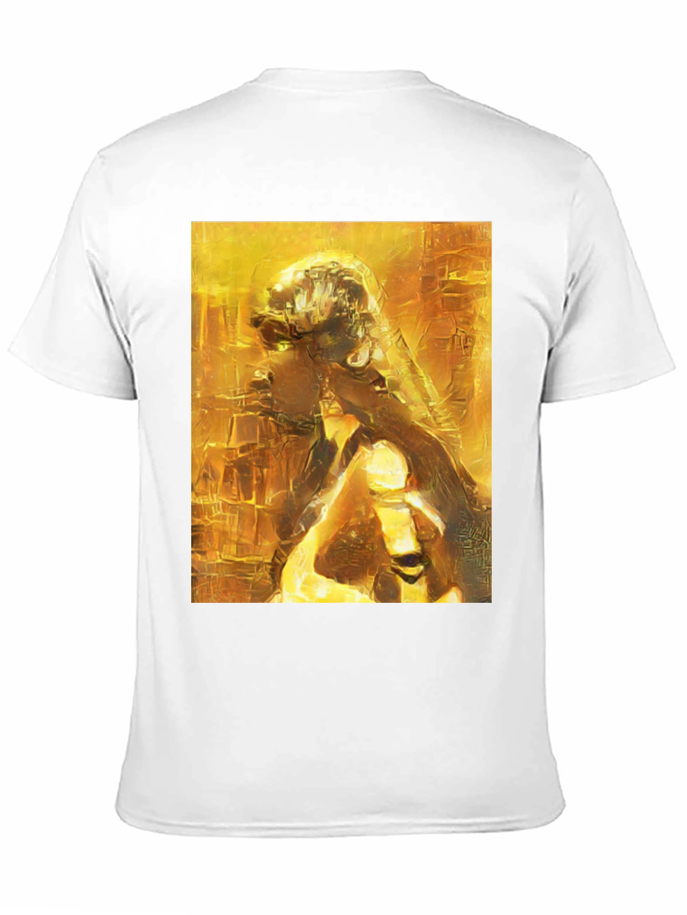 Golden Abstract Art Black T-Shirt