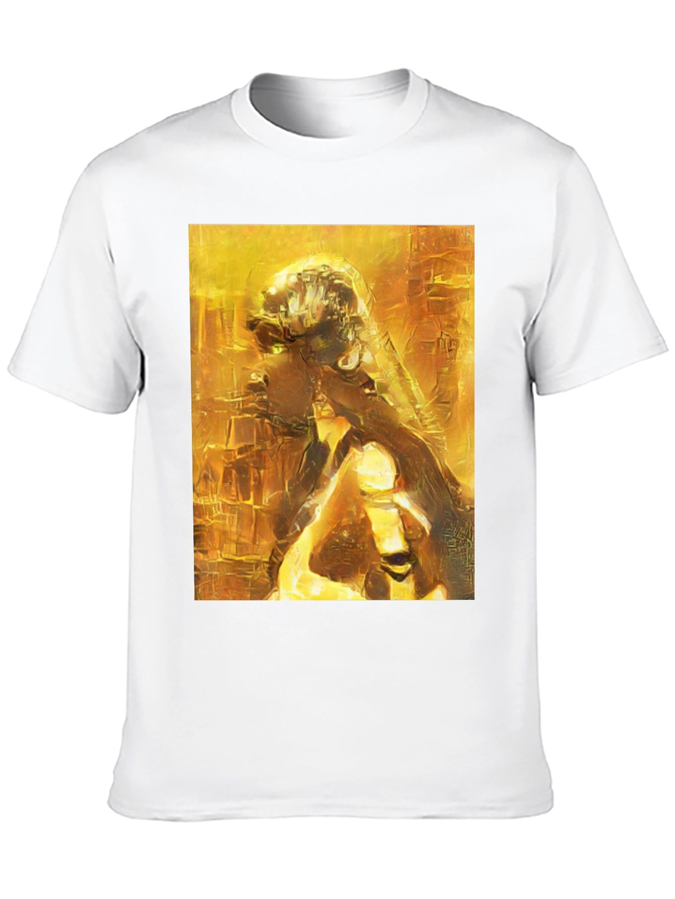 Golden Abstract Art Black T-Shirt