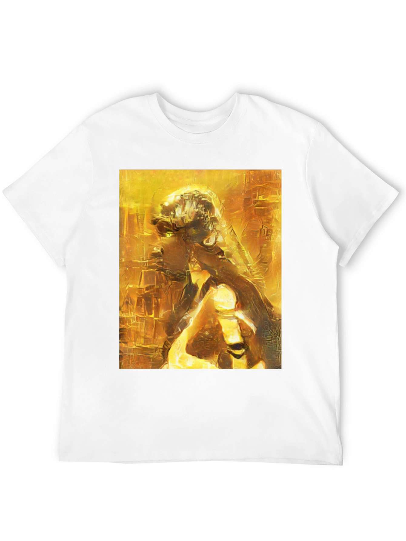 Golden Abstract Art Black T-Shirt