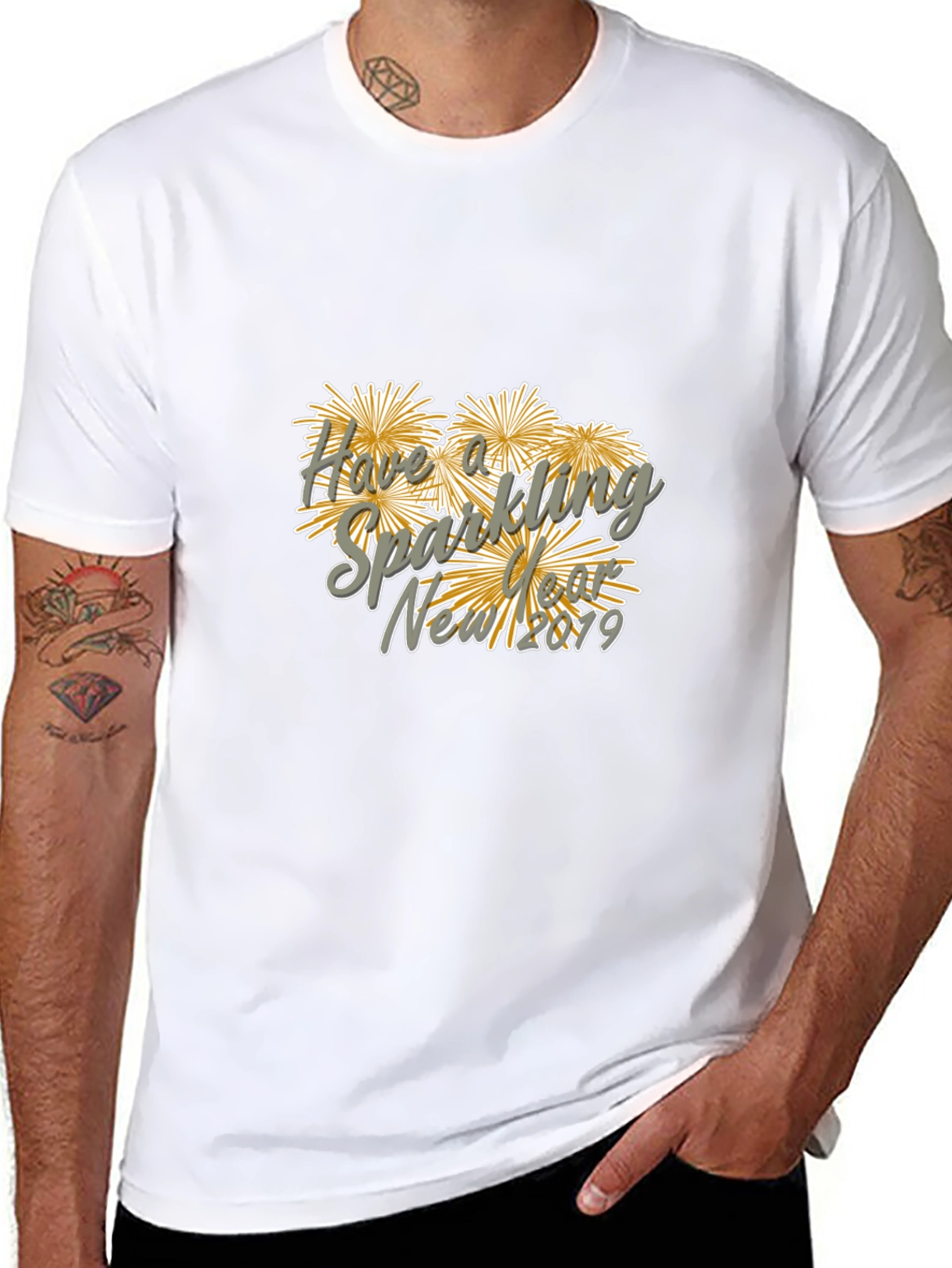 New Year Sparkling Fireworks Graphic Tee