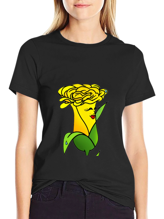 Corn Character Graphic Tee - Unisex Black T-Shirt
