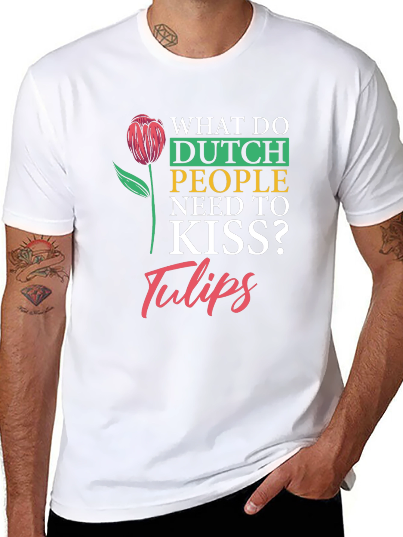 Dutch Tulips Graphic T-Shirt - Unisex Crew Neck