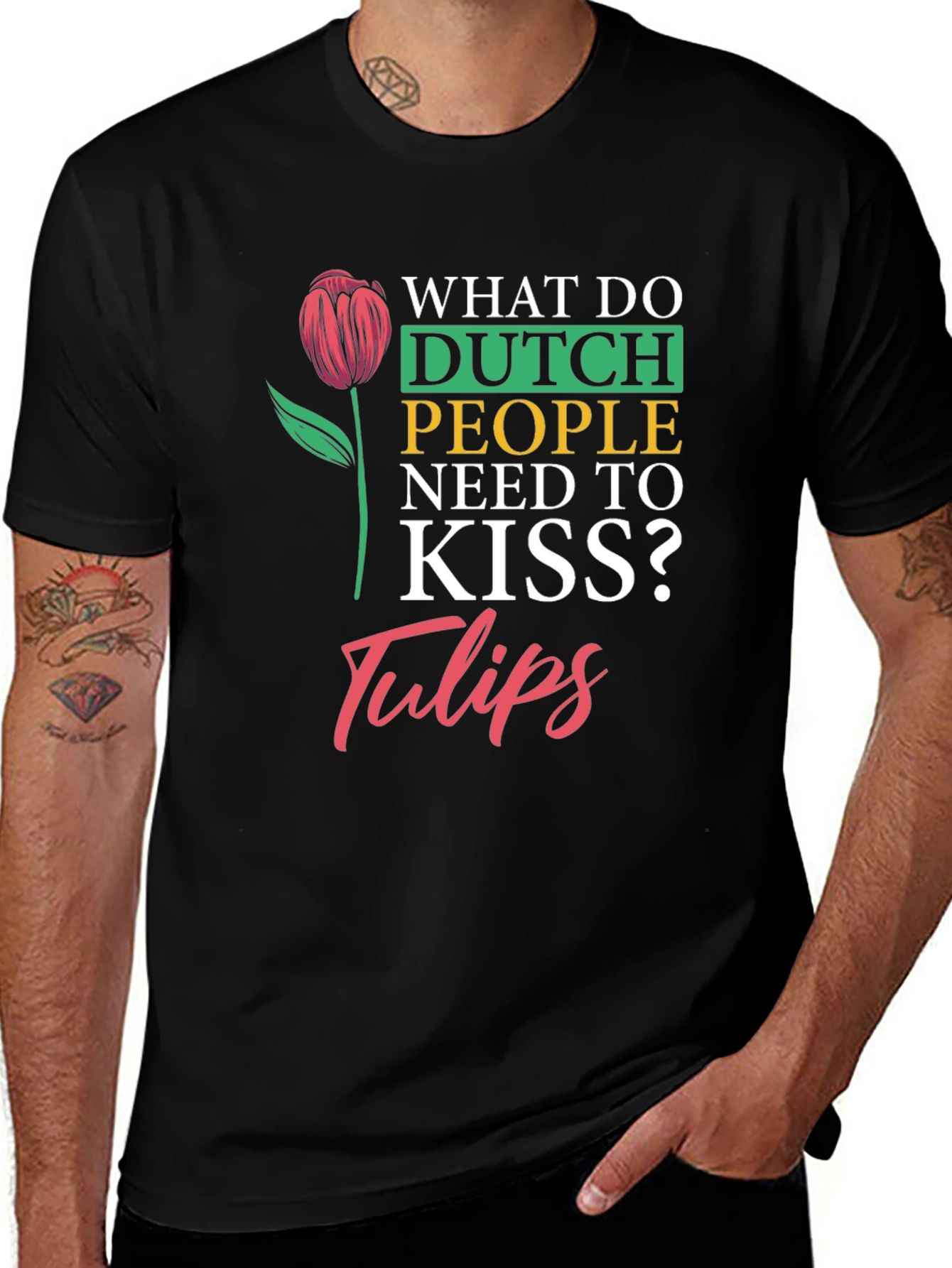 Dutch Tulips Graphic T-Shirt - Unisex Crew Neck
