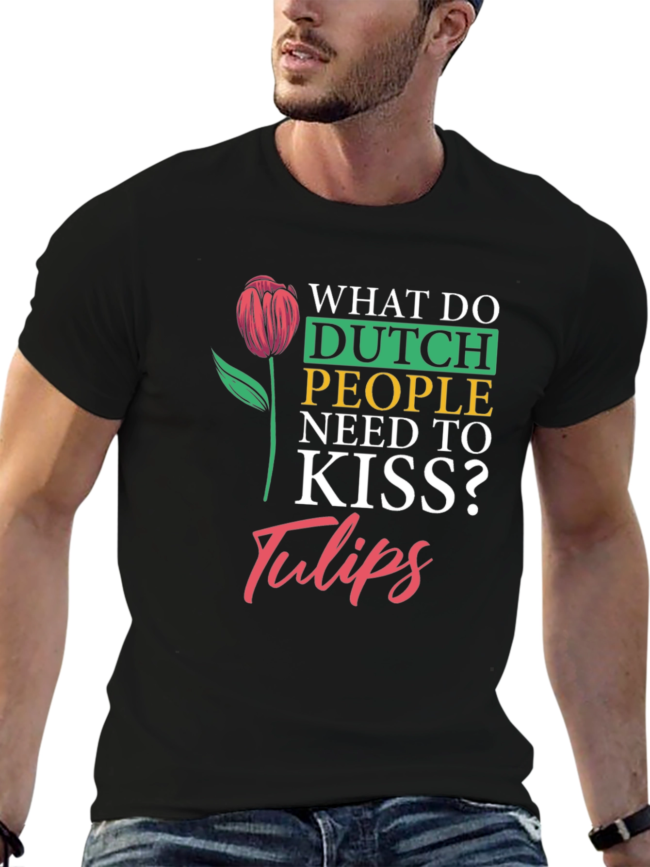 Dutch Tulips Graphic T-Shirt - Unisex Crew Neck