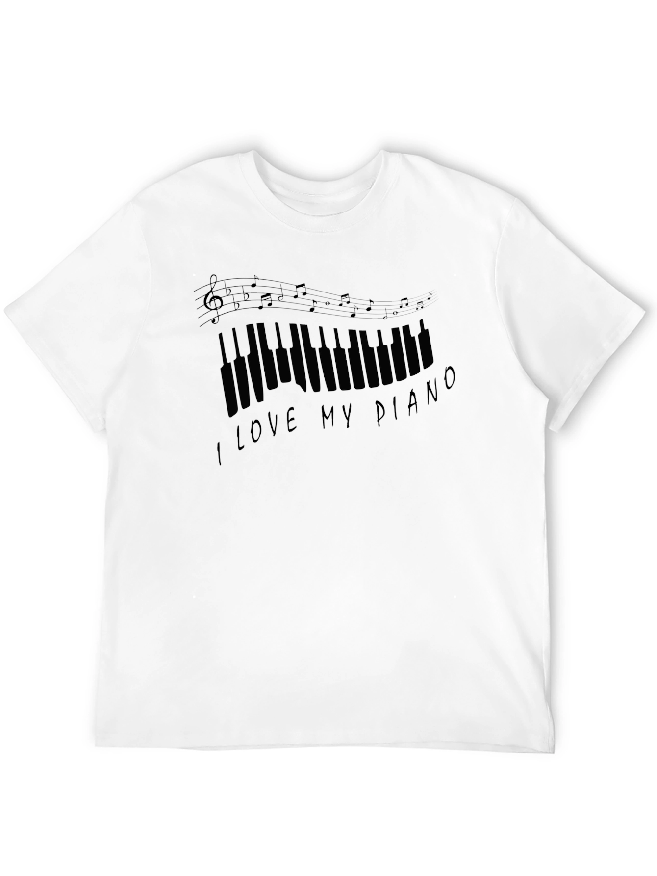 I Love My Piano Black Graphic Tee