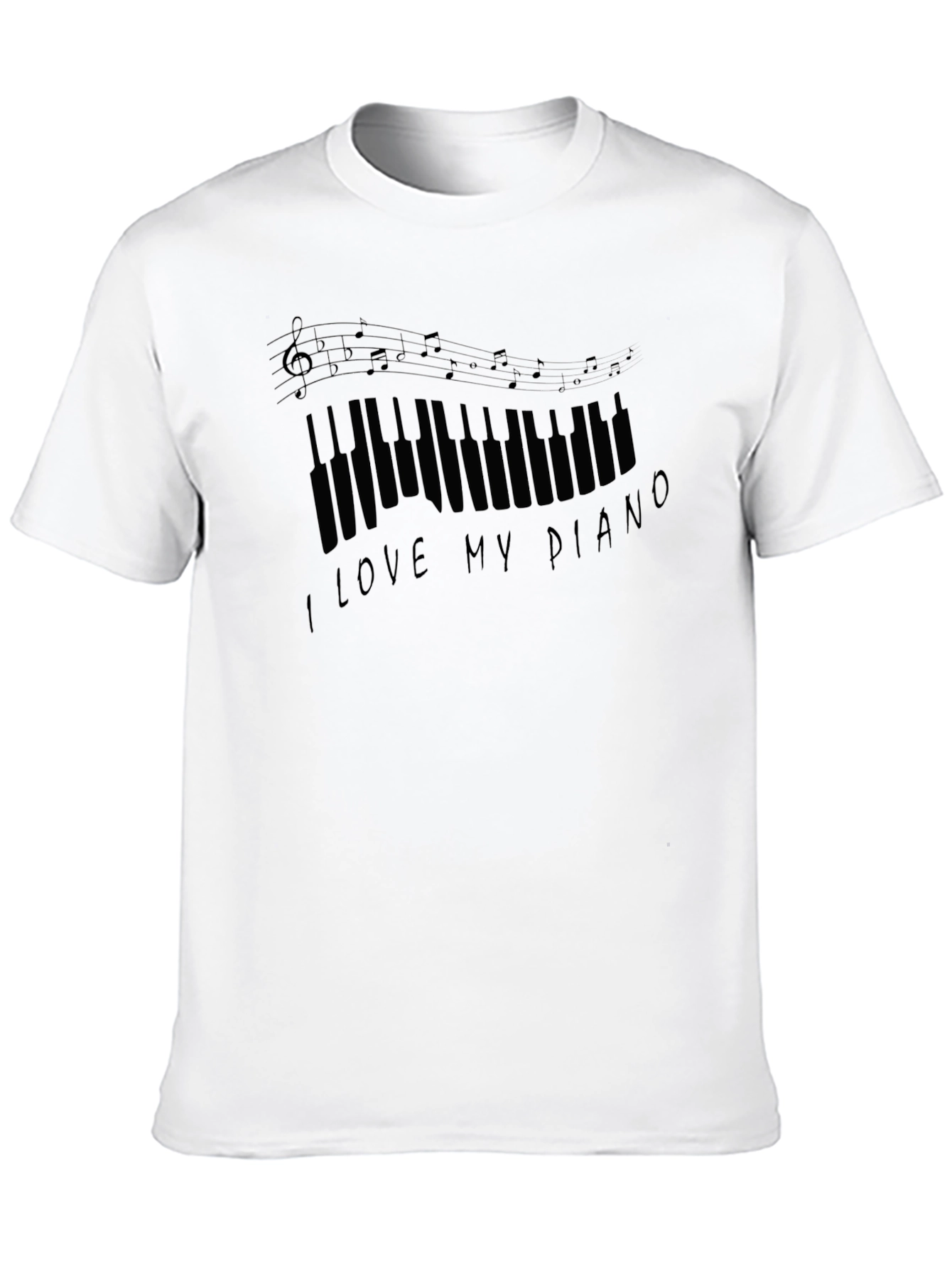I Love My Piano Black Graphic Tee