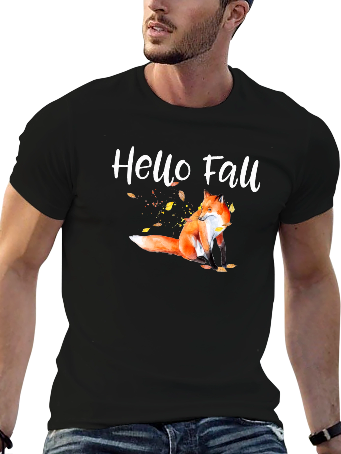 Hello Fall Fox Graphic Tee - Autumn T-Shirt