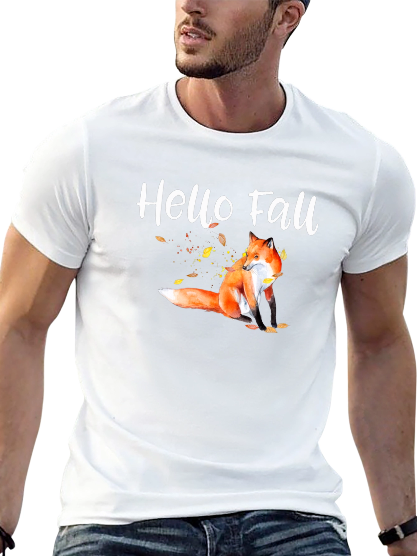 Hello Fall Fox Graphic Tee - Autumn T-Shirt