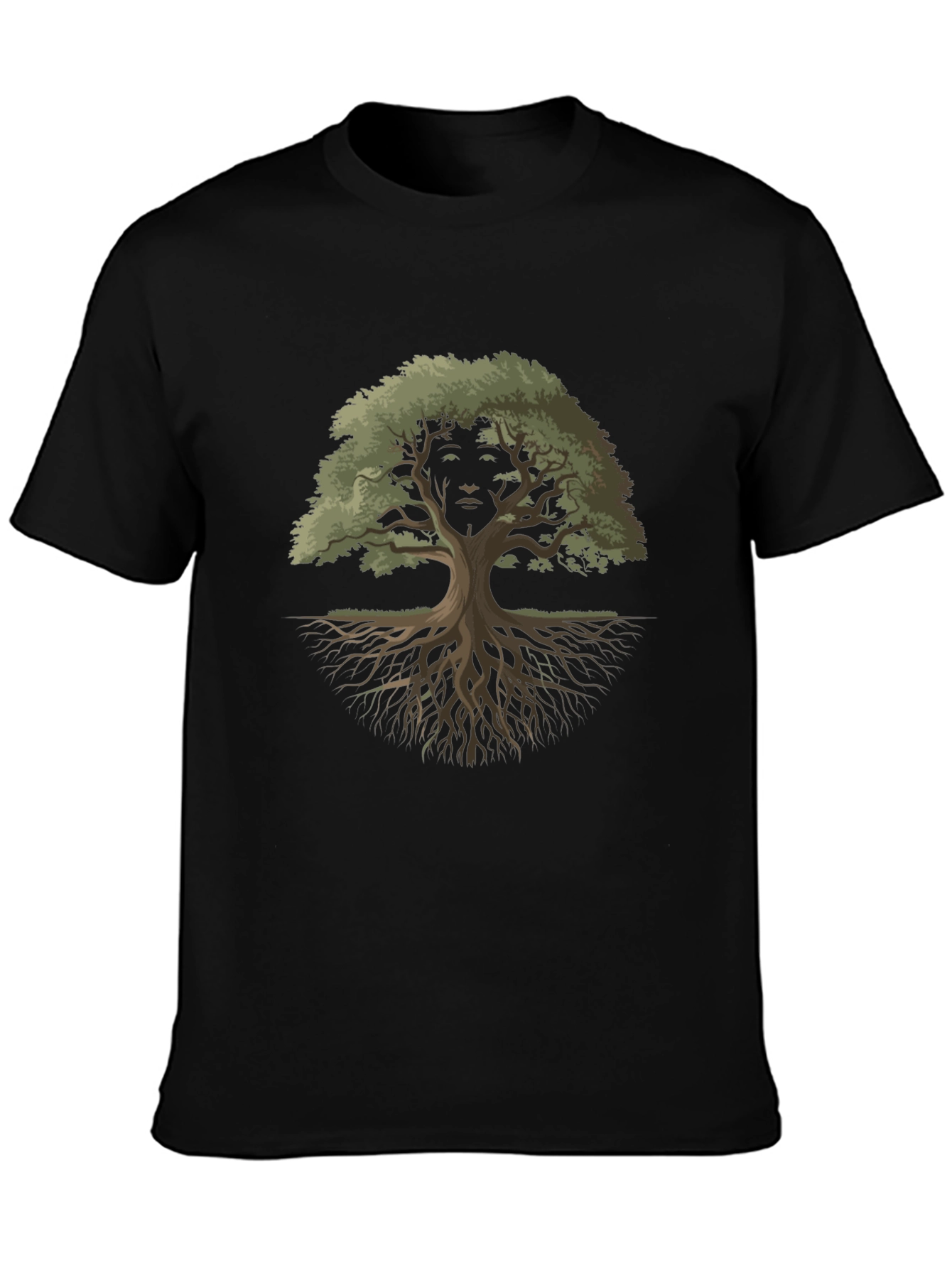 Nature Face Tree Graphic Tee - Black