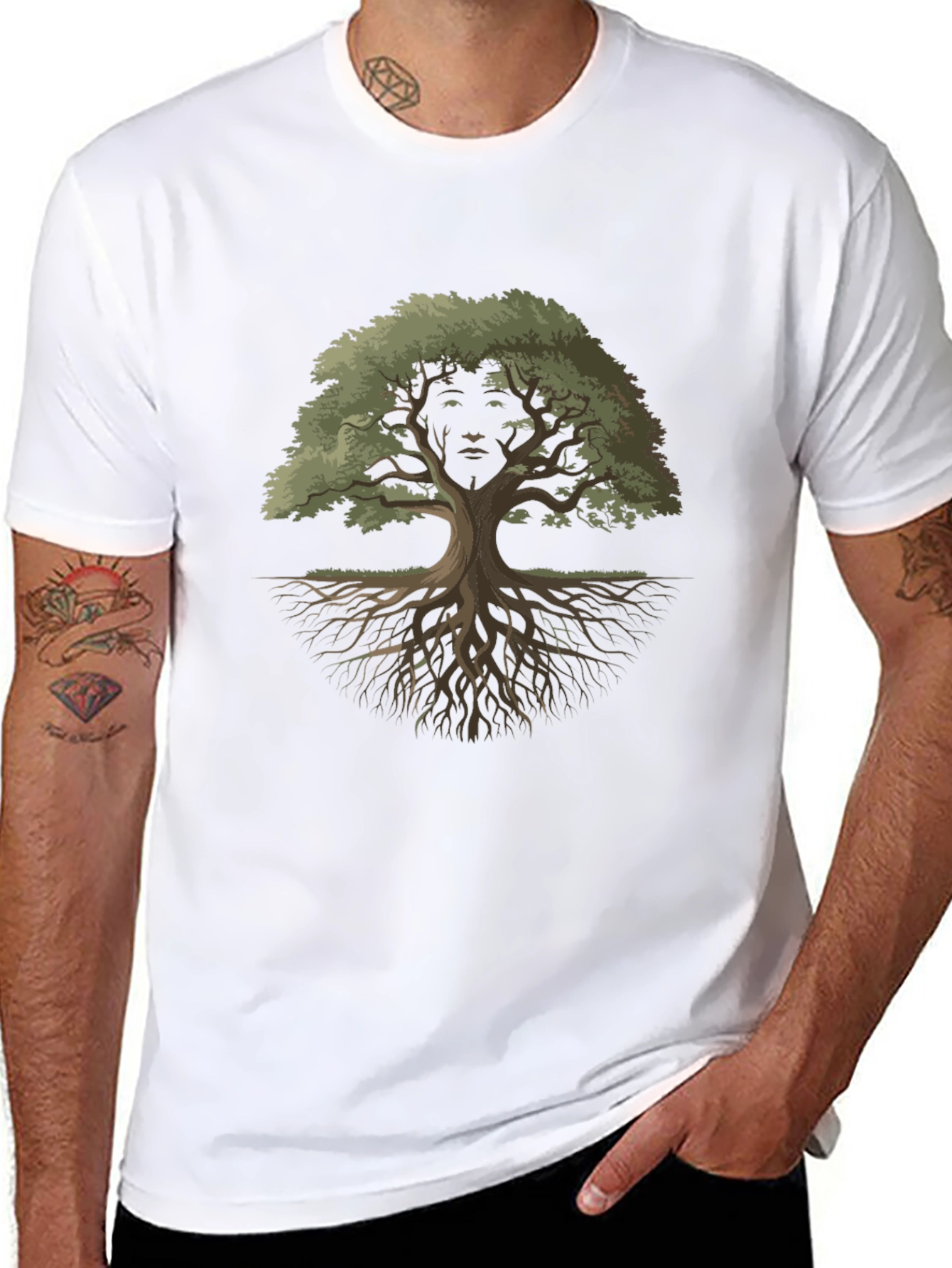 Nature Face Tree Graphic Tee - Black