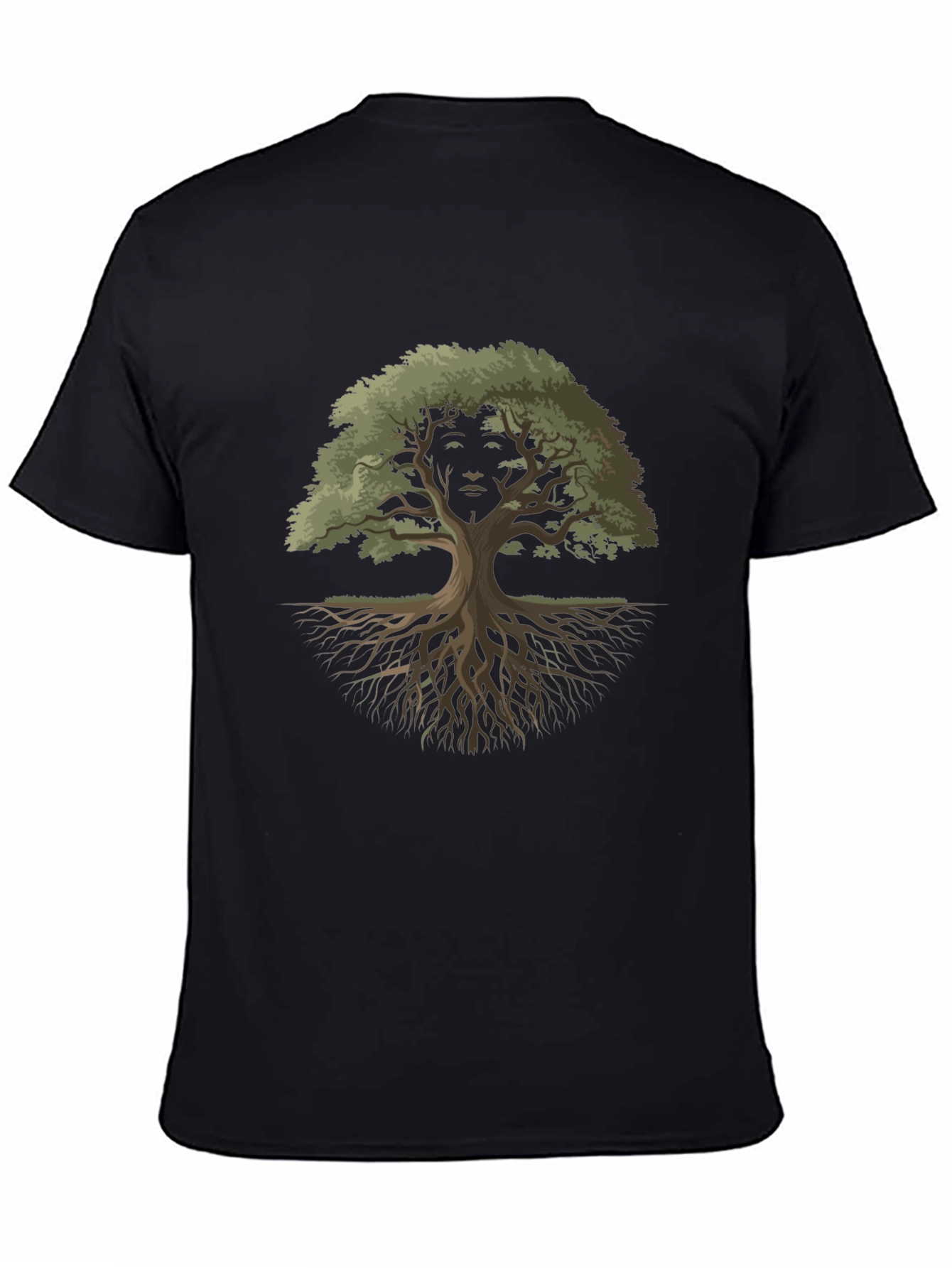 Nature Face Tree Graphic Tee - Black