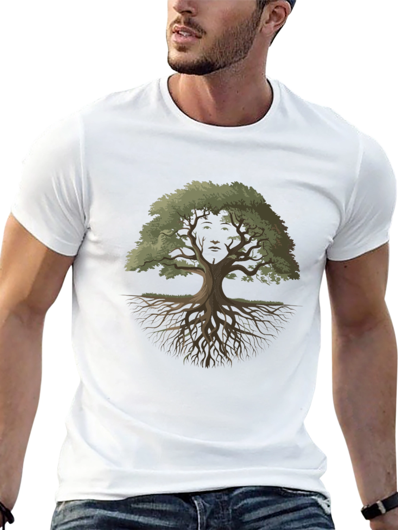 Nature Face Tree Graphic Tee - Black