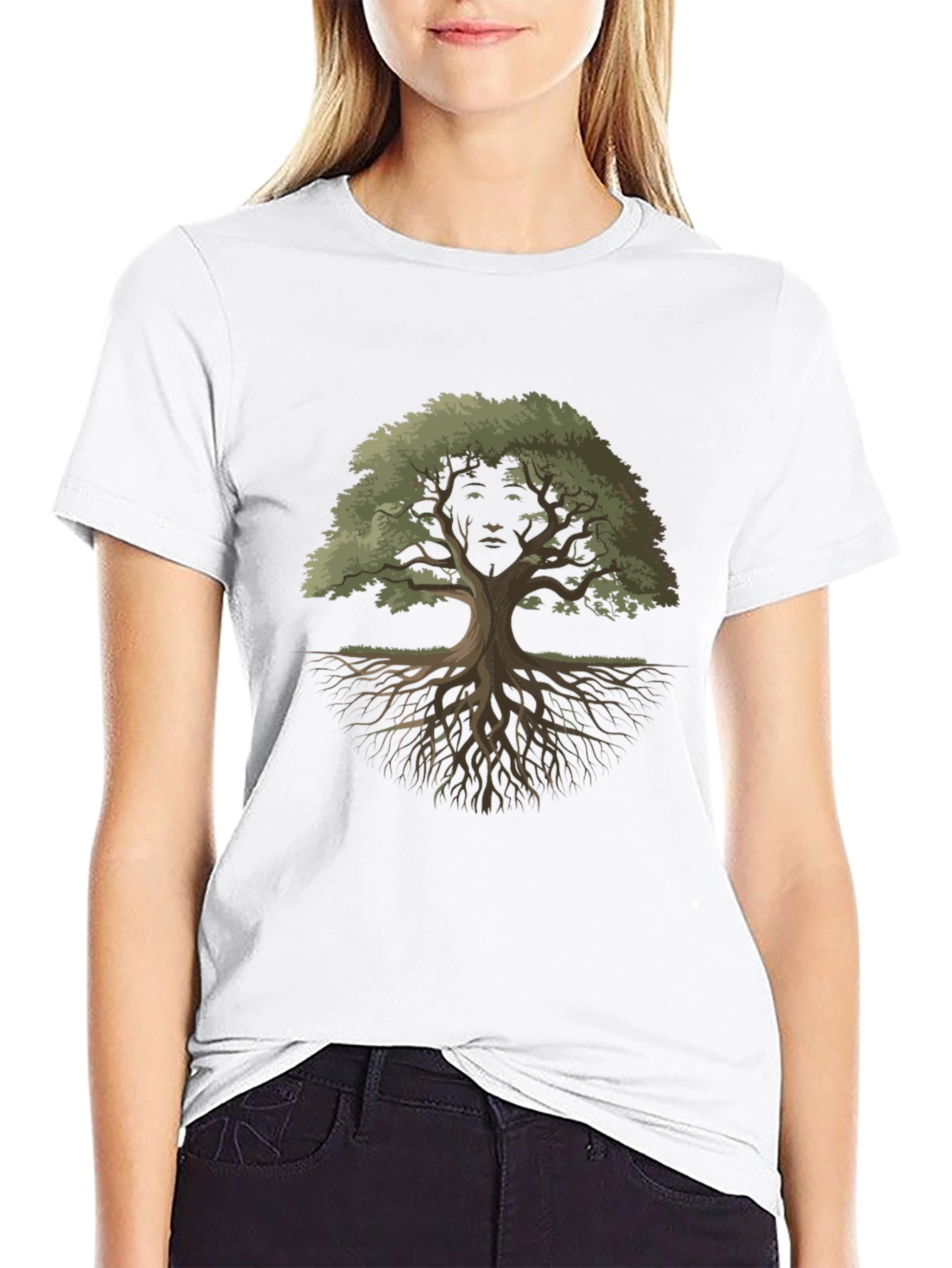 Nature Face Tree Graphic Tee - Black