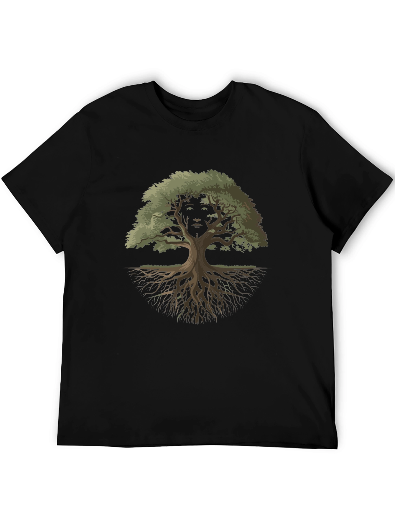 Nature Face Tree Graphic Tee - Black
