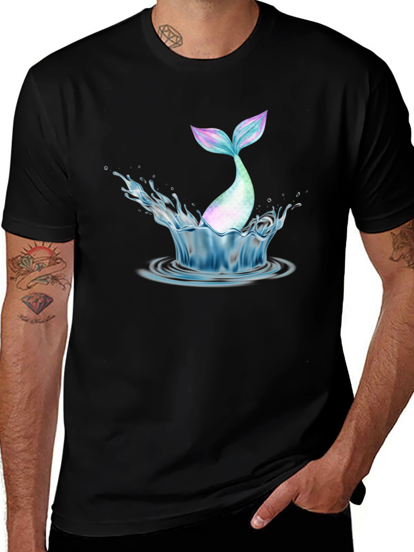 Mermaid Tail Splash Graphic Tee