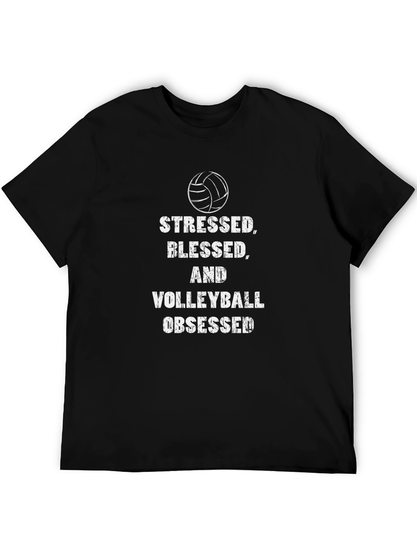 Stressed Blessed Volleyball Obsessed Black T-Shirt