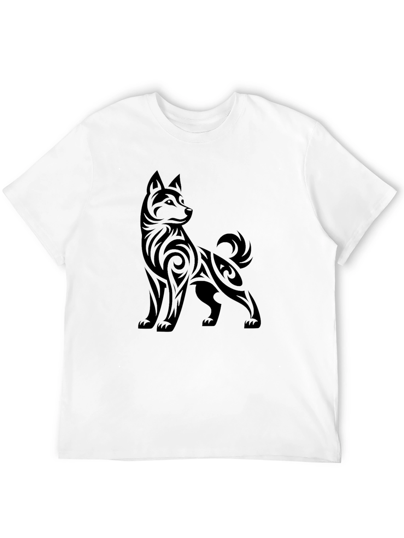 Tribal Dog Graphic Tee - Stylish Black T-Shirt