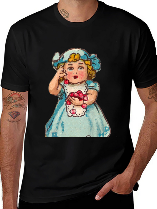 Cute Girl Cherry T-Shirt - Vintage Style