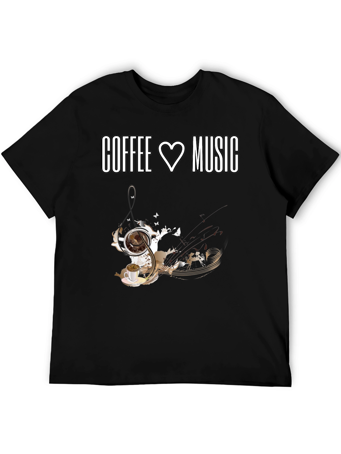 Coffee and Music Lover T-Shirt - Black